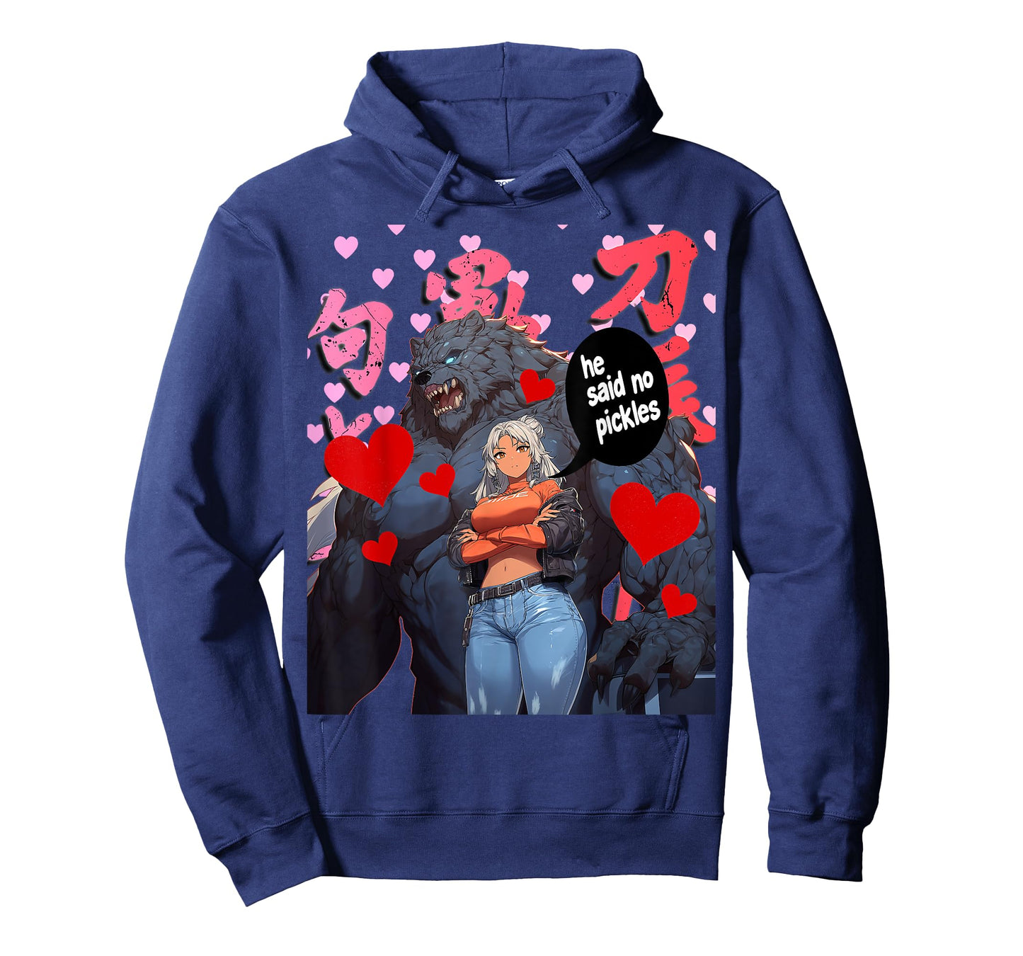 Funny Valentines Anime Werewolf and Waifu He Said No Pickles T-Shirt
