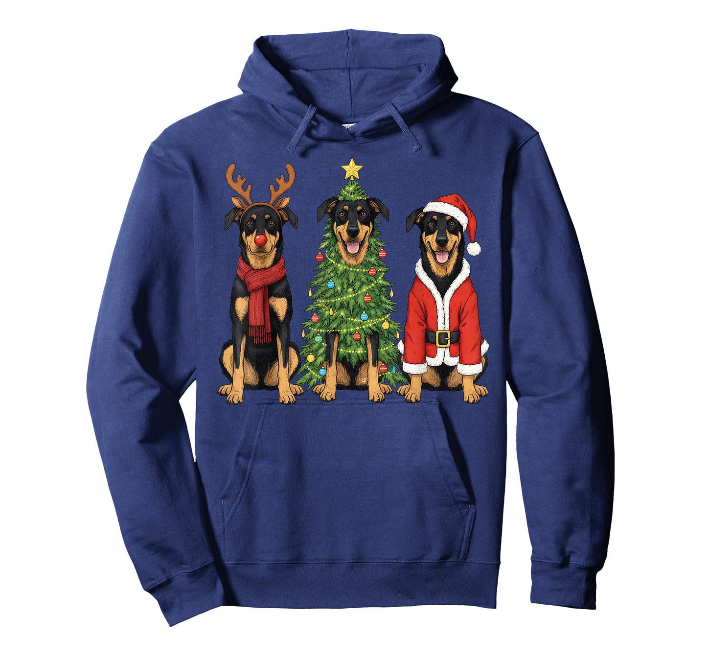 Retro Christmas Beauceron Santa Reindeer Dog Lover T-Shirt