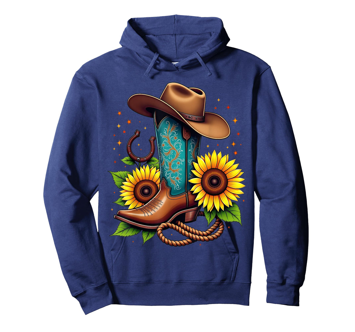 Western Cowboy Boot Sunflower Horseshoe Rope Cowgirl Boot T-Shirt