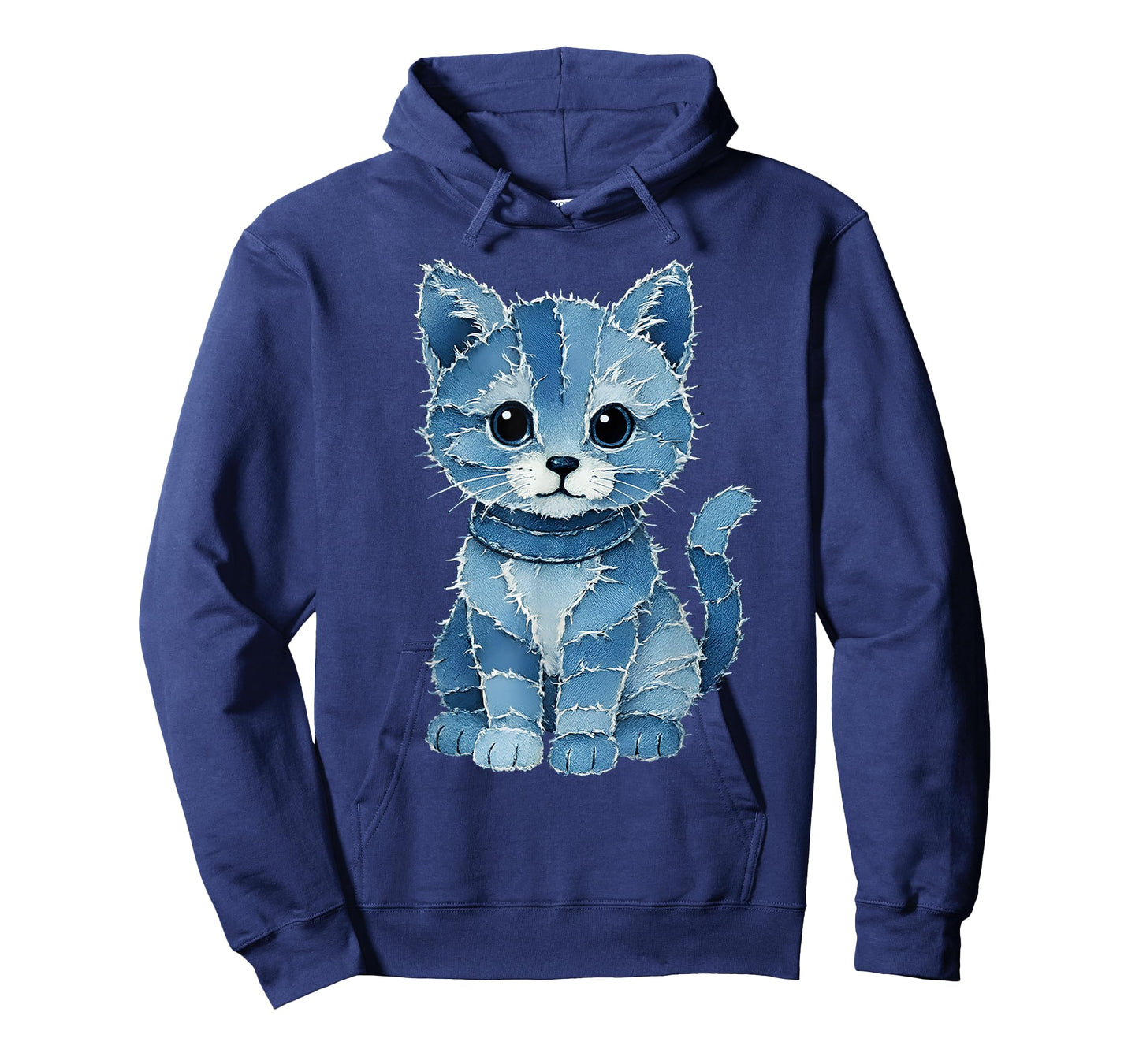 Retro Funny Denim Patch Animal Cute Kitten Print Cat Lover T-Shirt