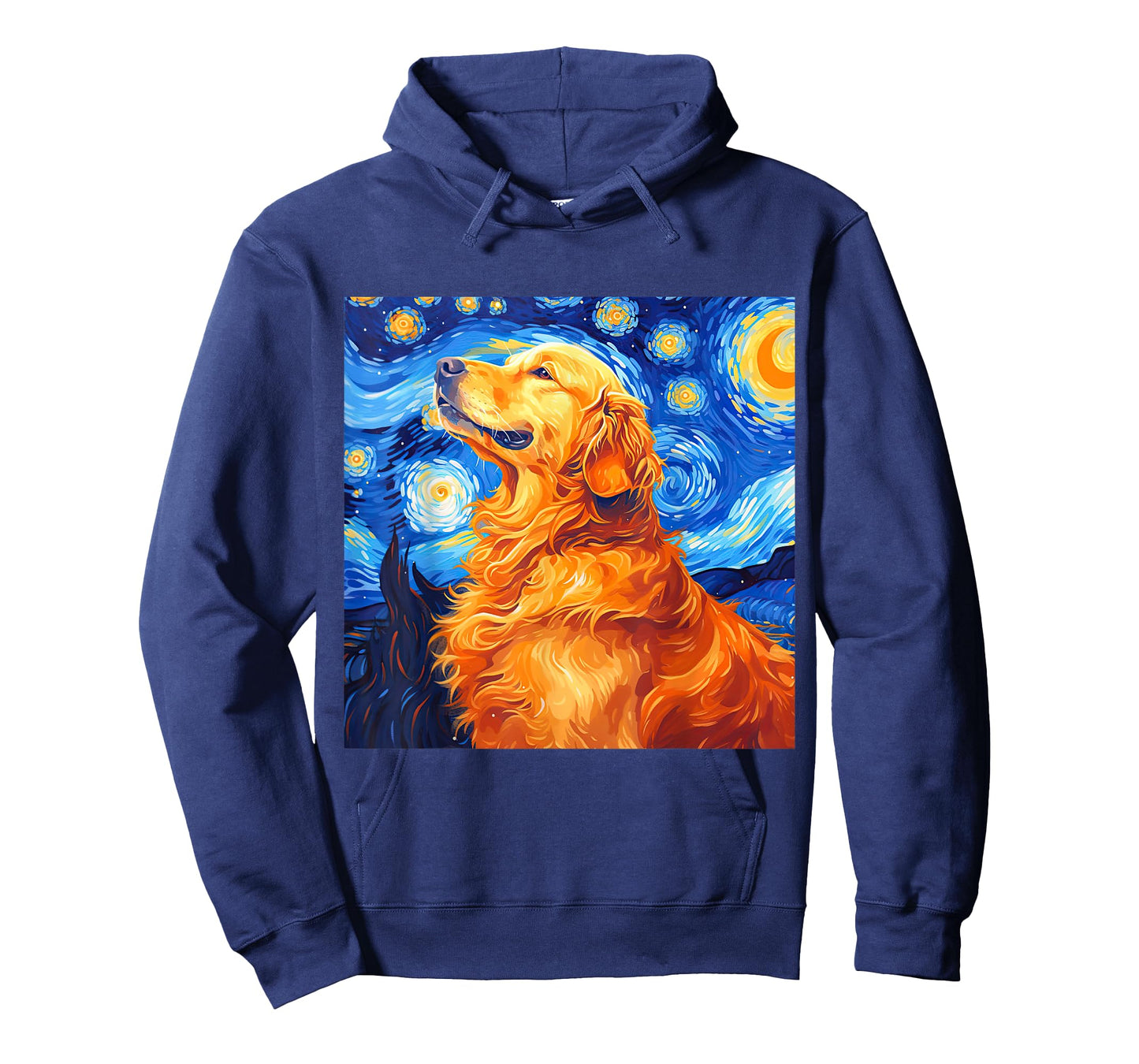 Golden Retriever Dog Starry Night Vincent Van Gogh Painting T-Shirt for Men Women Kids