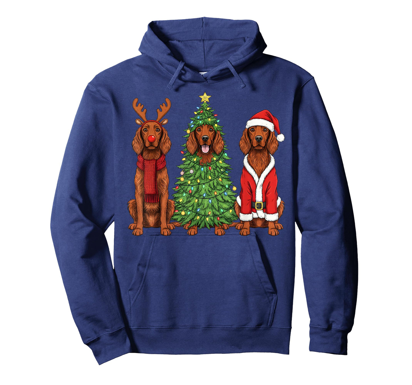 Retro Christmas Irish Setter Santa Reindeer Dog Lover T-Shirt
