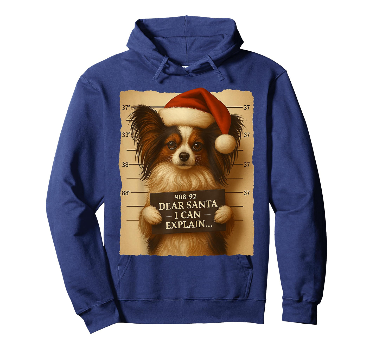 Funny Christmas Dog - Cute Papillon Santa Hat Tee T-Shirt