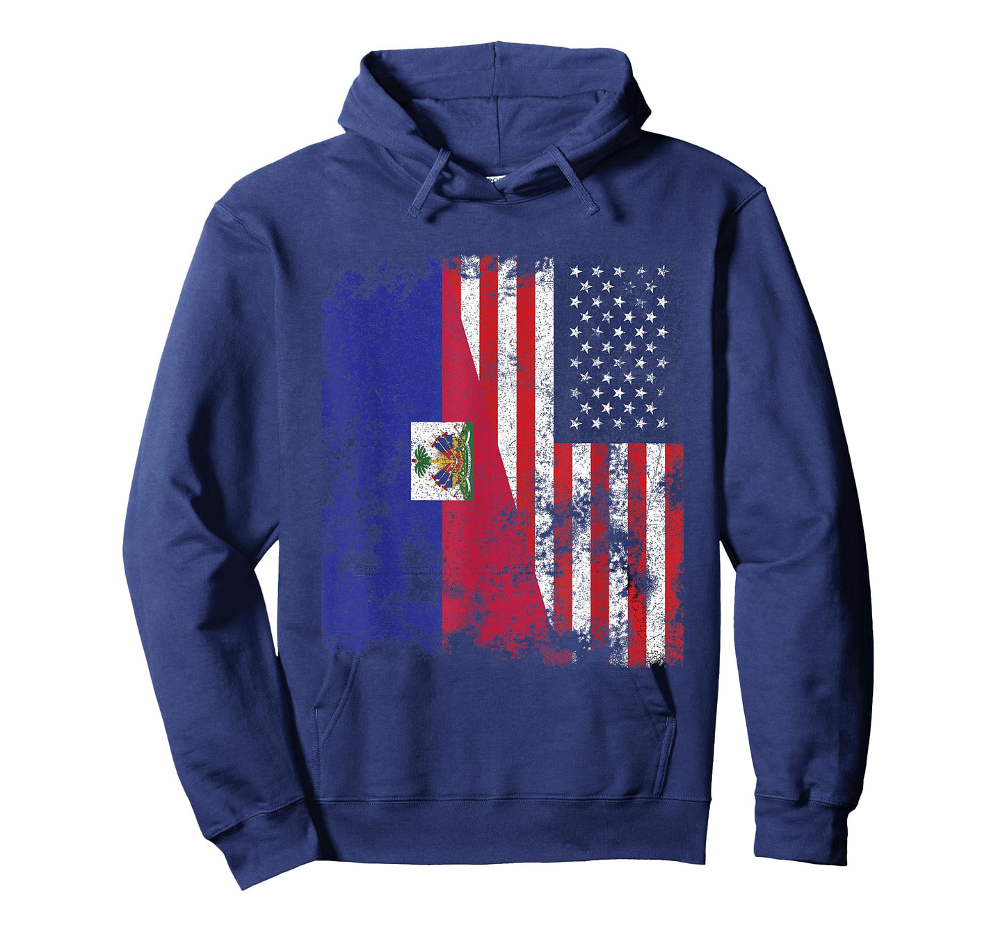 Haiti USA Flag Distressed - Half American T-Shirt for Women Kids Men