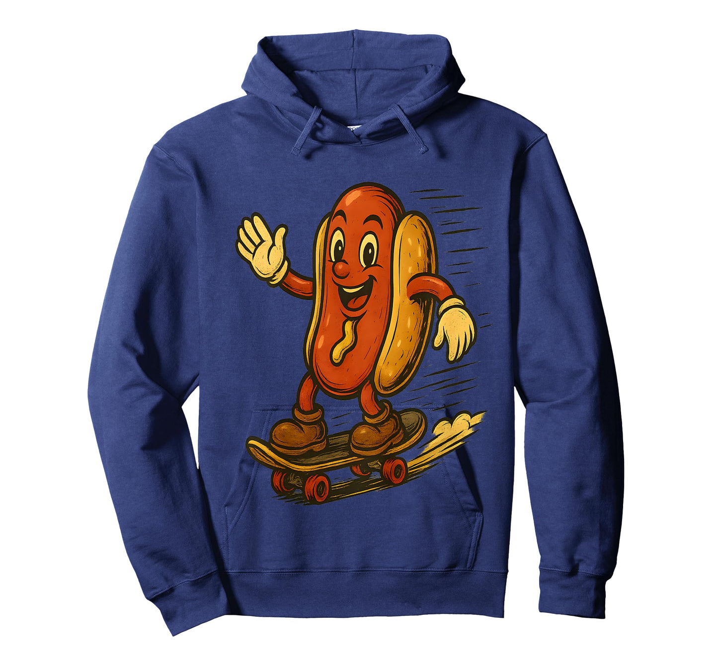 Kids Funny Cartoon Hot Dog Riding Skateboard Design T-Shirt