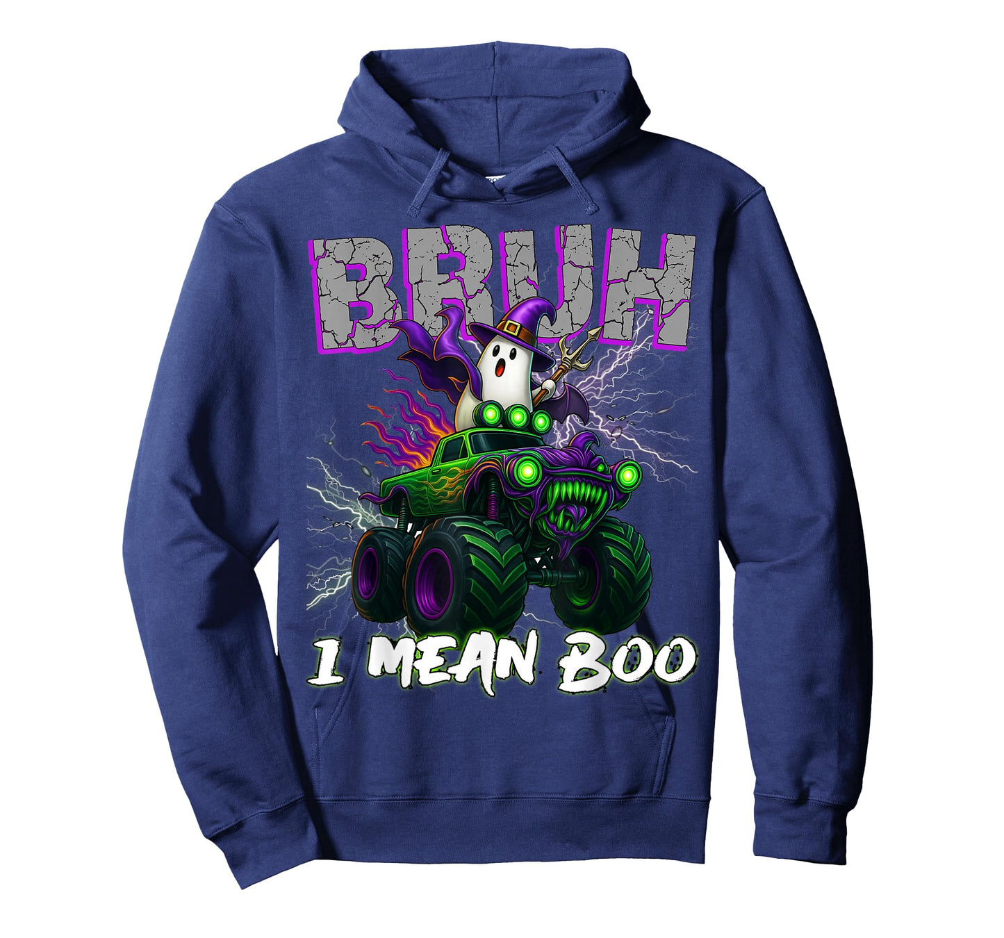 Bruh I mean Boo Riding Monster Truck Halloween Boys Kids T-Shirt