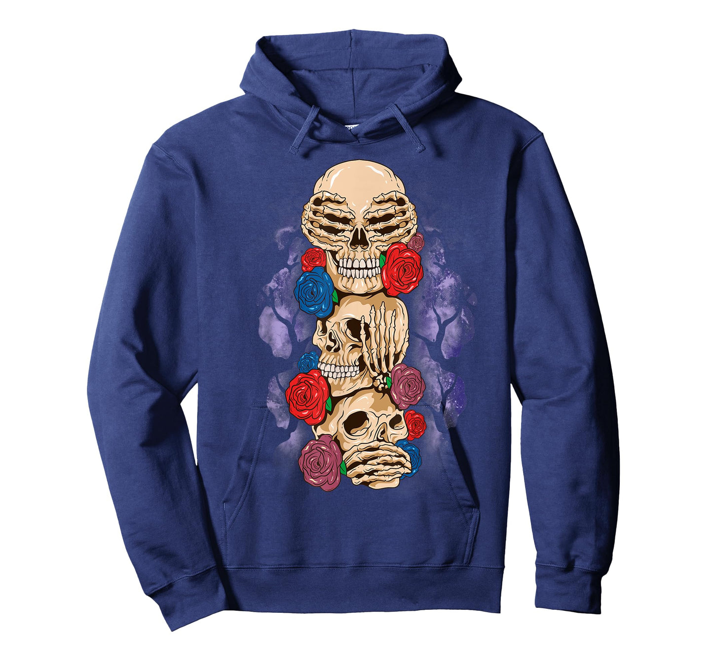 Skull Halloween See No Evil Hear Speak Wise Monkey Rose T-Shirt