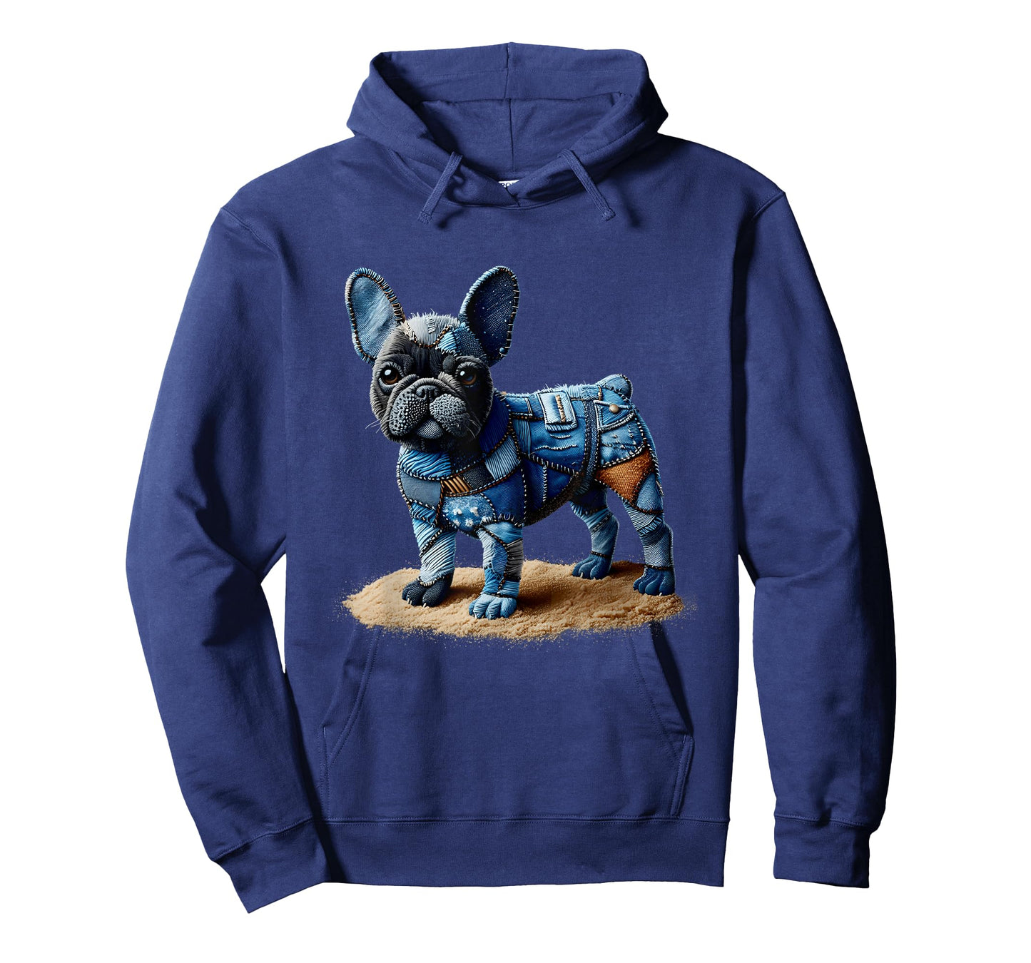 Bulldog Pattern Patchwork Art French Bulldog In Denim Dog T-Shirt