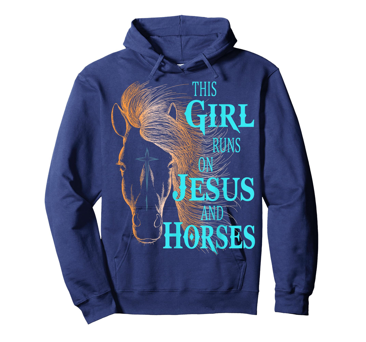 Christian This Girl Runs ON Jesus & Horses Equestrian Rider T-Shirt Small