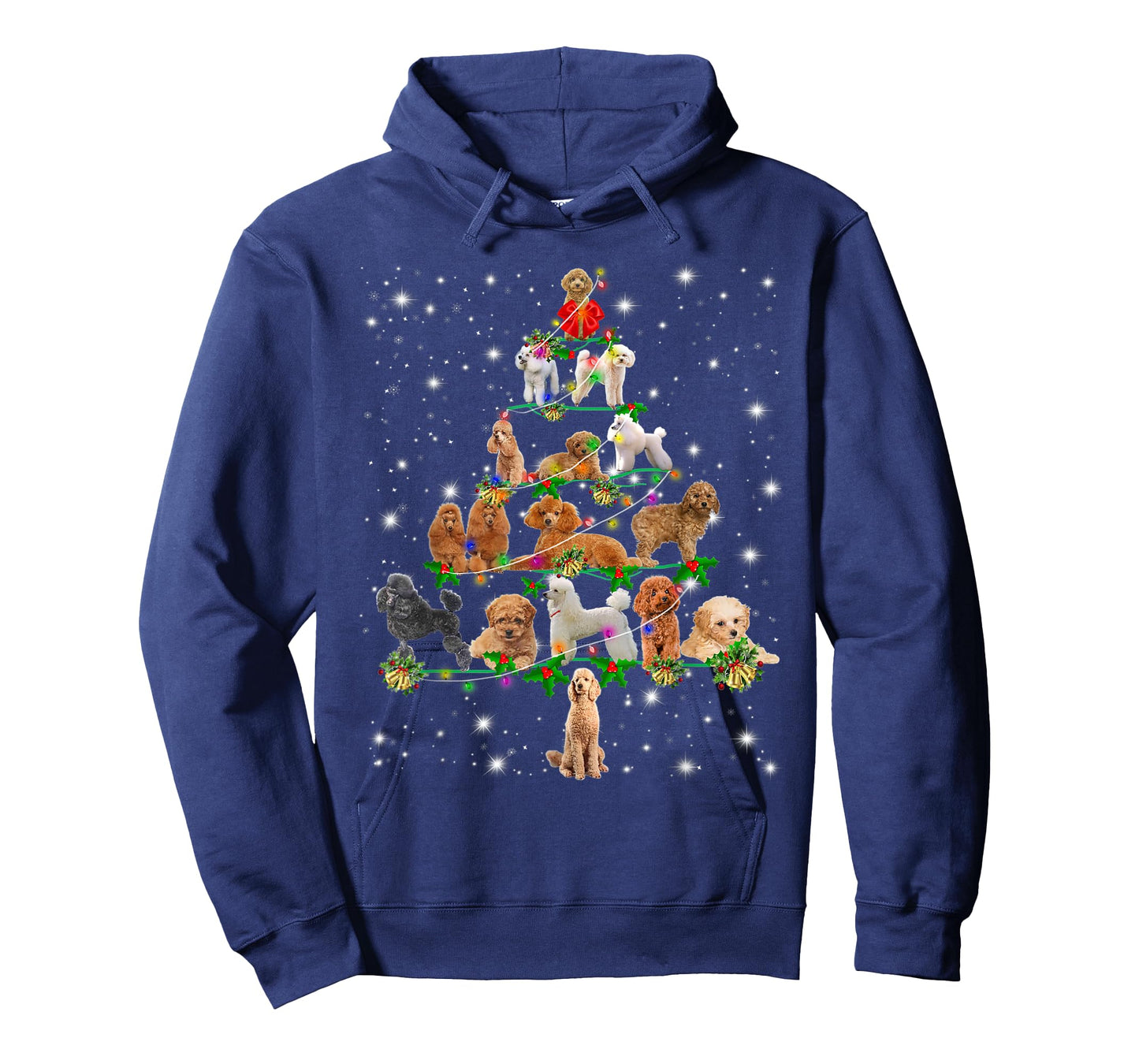 Poodle Christmas Tree Lights Funny Lover Dog Pajamas T-Shirt