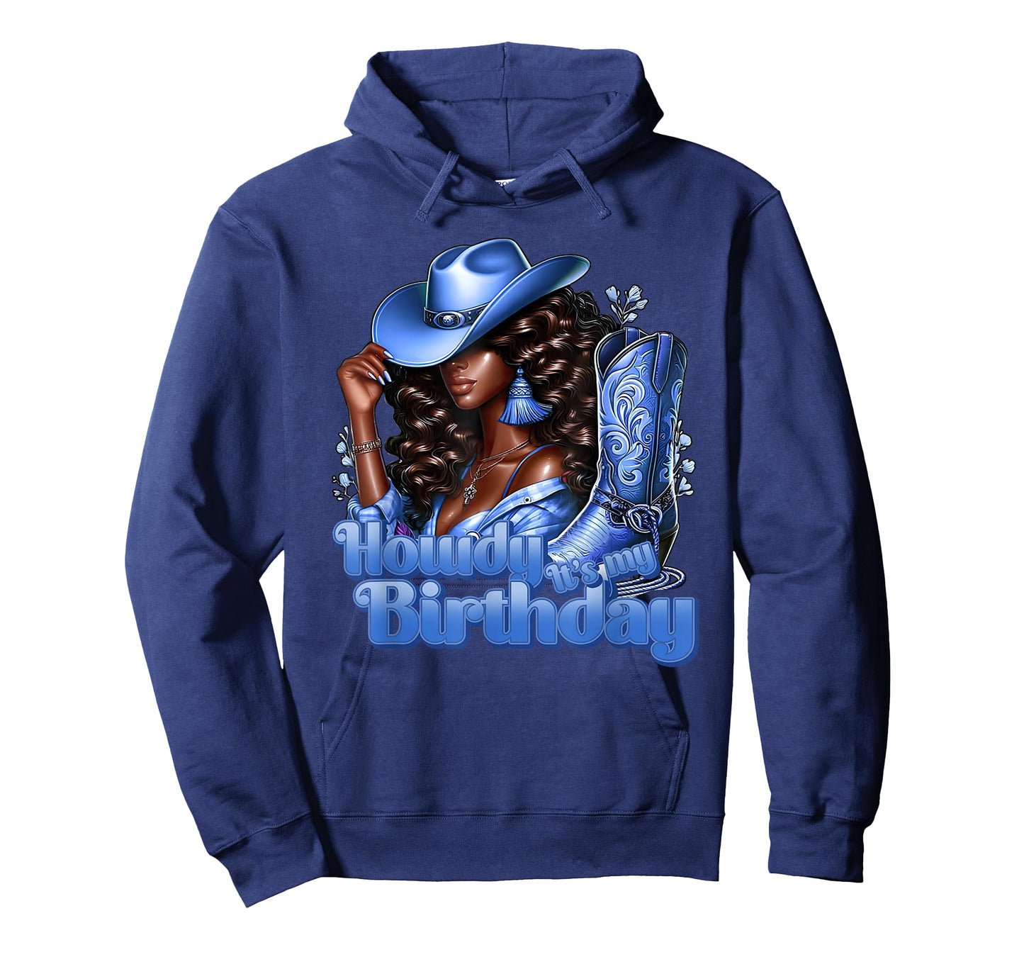 Howdy Its My Birthday Western Cowgirl Hat Boots Black Women T-Shirt