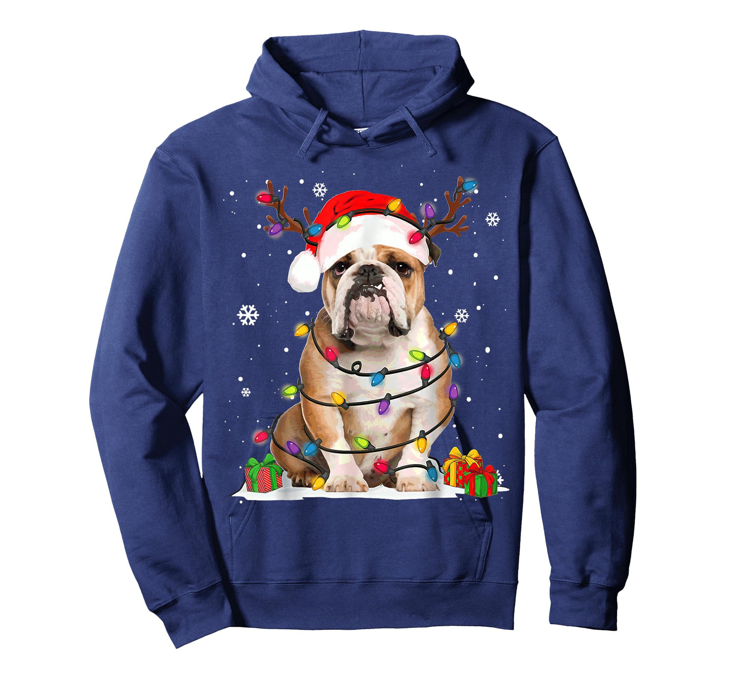 Bulldog Dog Tree Christmas Lights Xmas Pajama T-Shirt