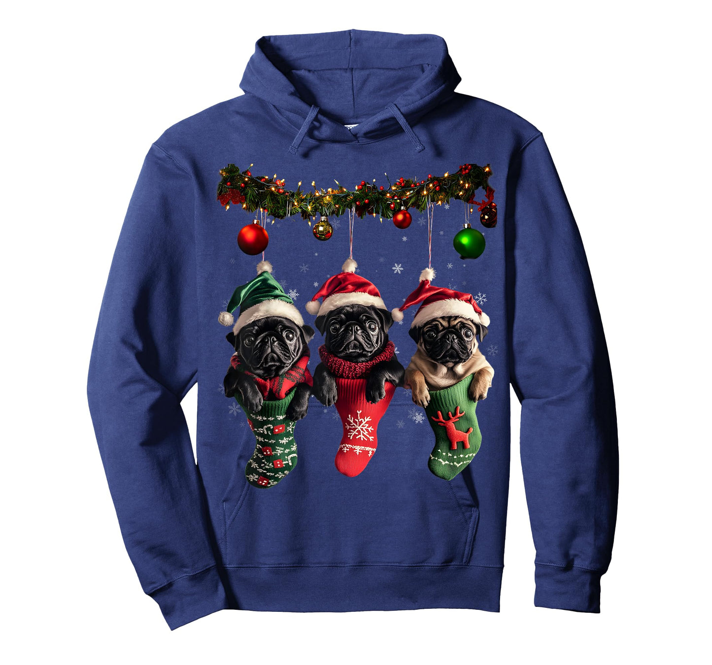 Black Pug Christmas Lights Funny Xmas Dog Lover T-Shirt