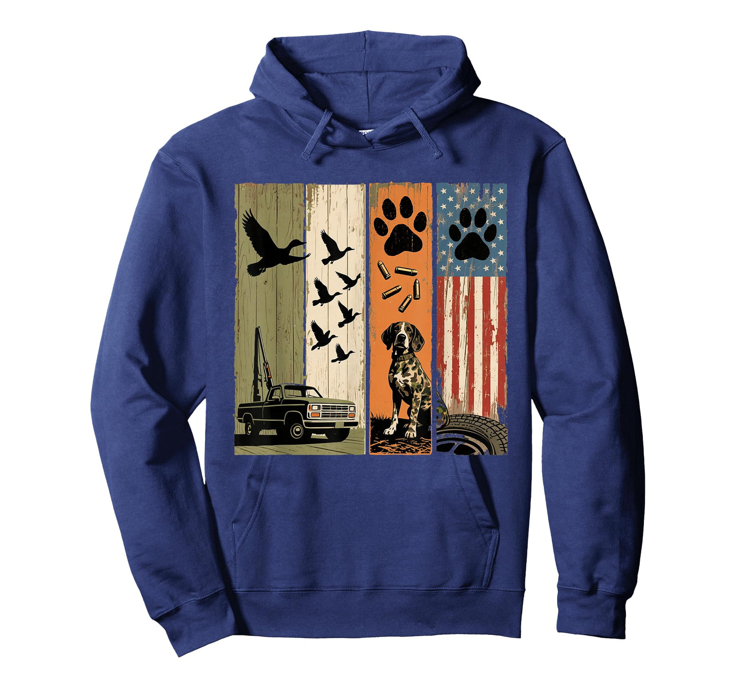 Vintage Hunting Dog Patriotic USA Flag Duck Hunter Men Boys T-Shirt