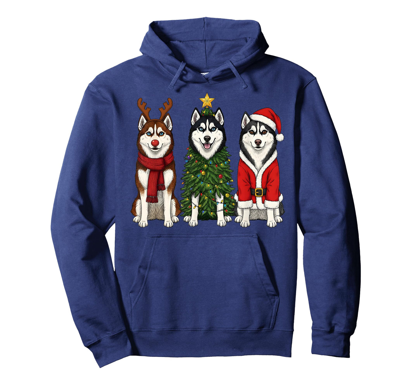 Retro Christmas Siberian Husky Santa Reindeer Dog Lover T-Shirt