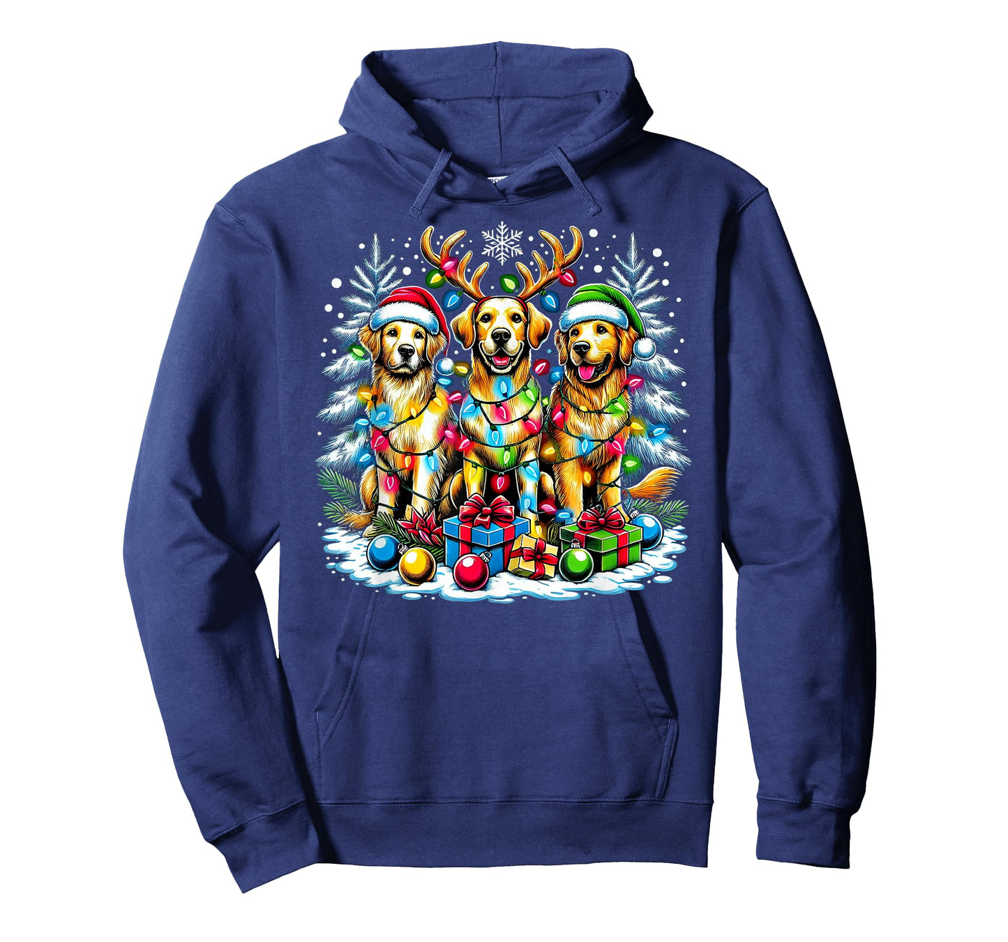 Golden Retriever Funny Christmas Dogs Santa Claus Hat Xmas T-Shirt