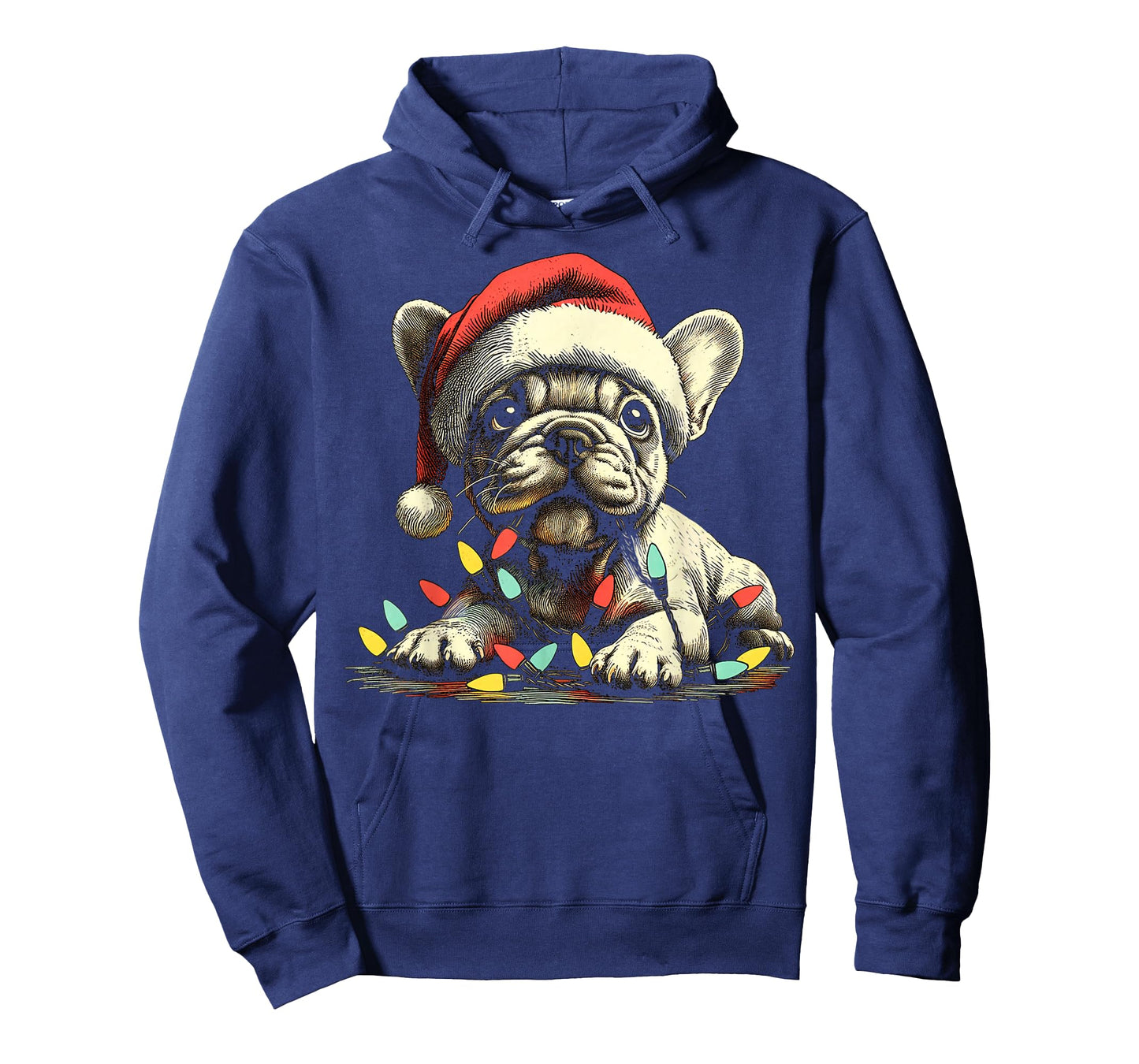 French Bulldog Chew Christmas Light Frenchie Xmas Holiday T-Shirt for Men Women Kids