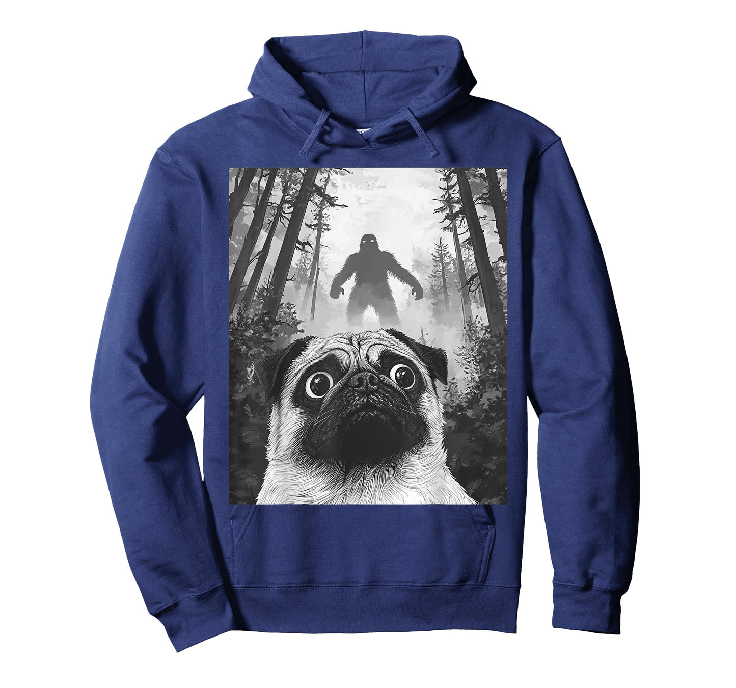 Dog Pug Selfie With Bigfoot Sasquatch Funny T-Shirt