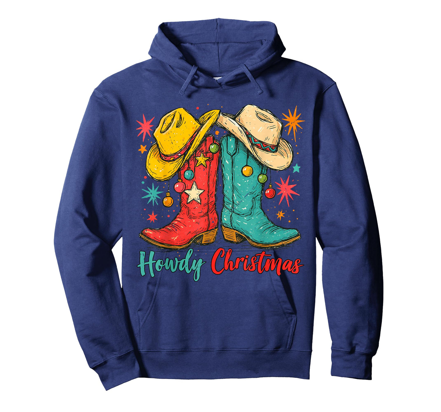 Howdy Christmas Xmas Cowboy Boots Western Men Women Kids T-Shirt