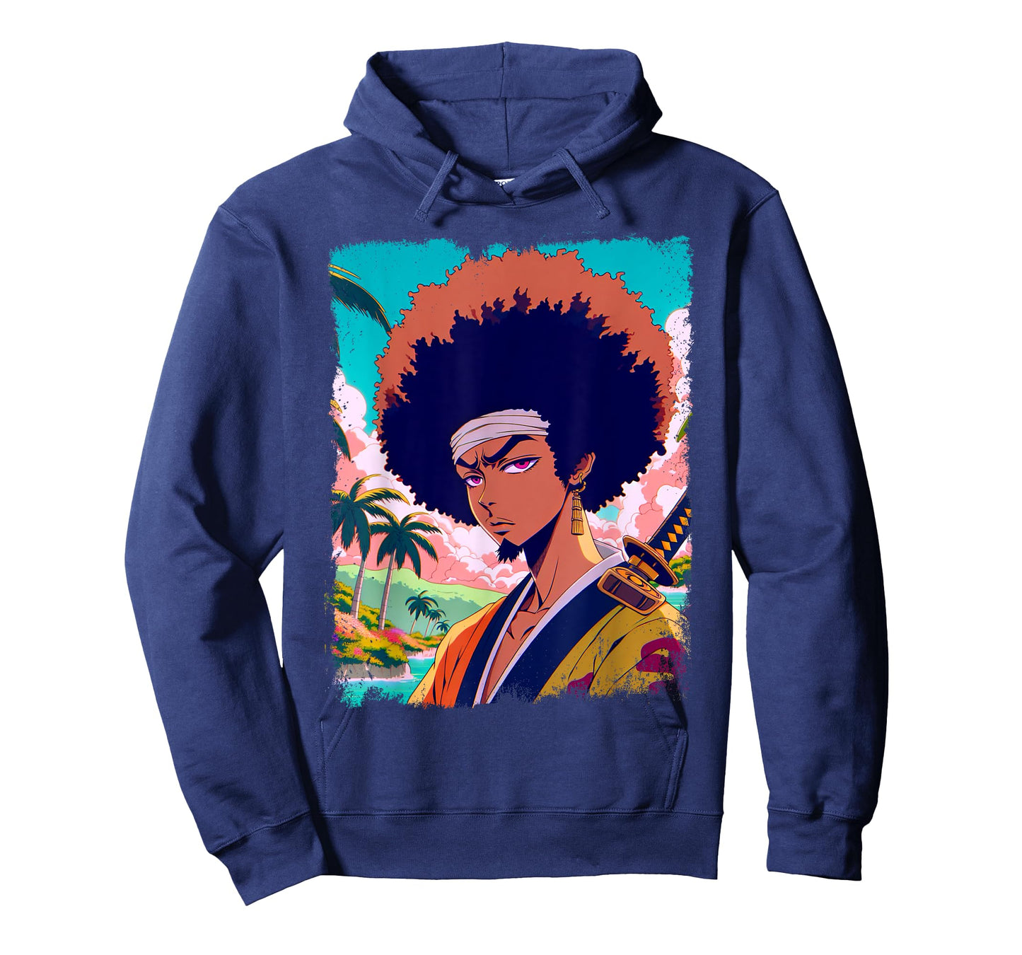 Afro-American Samurai Anime Manga Fighter Japanese Graphic T-Shirt