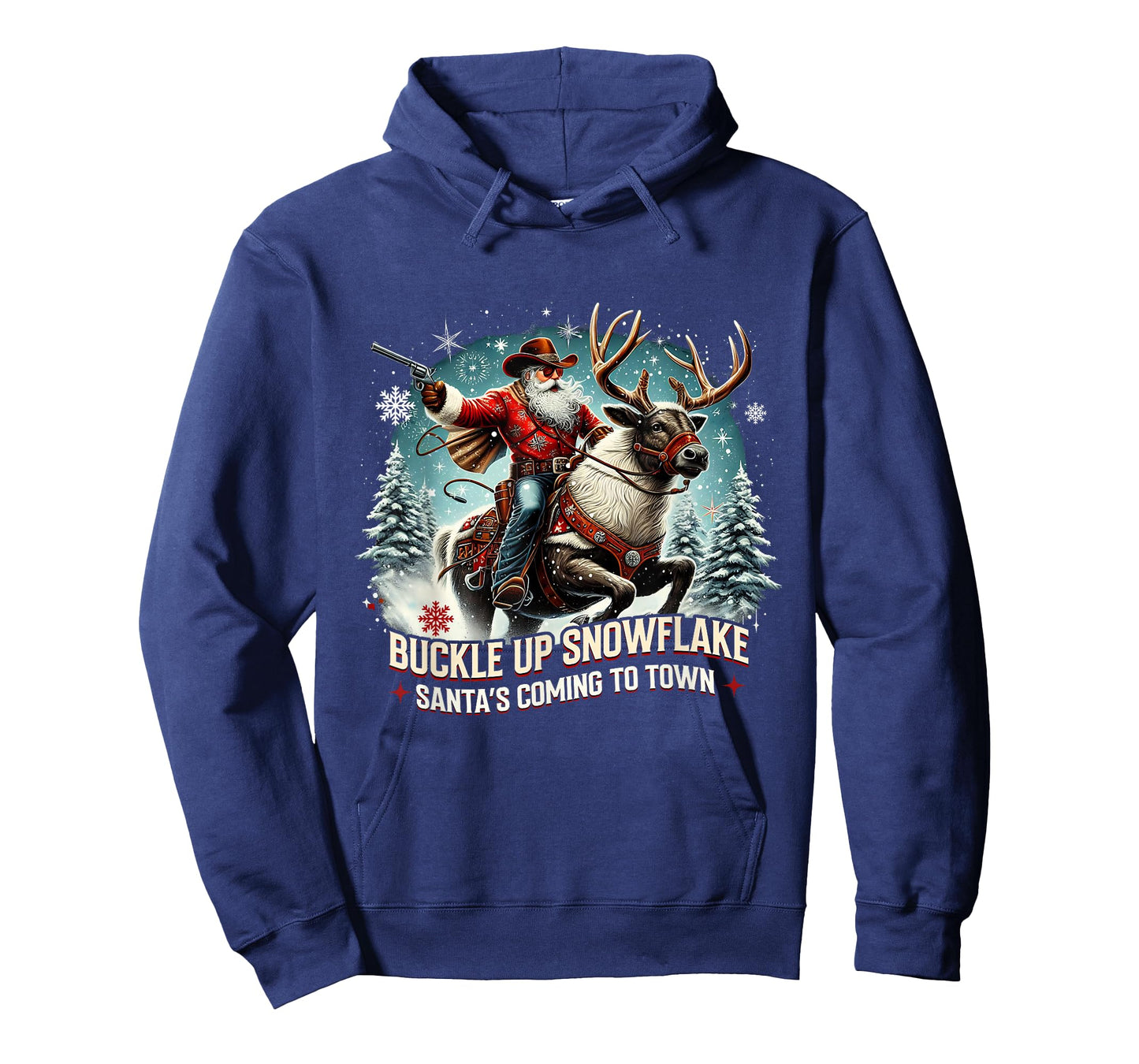 Buckle Up Snowflake Funny Cowboy Santa Design T-Shirt