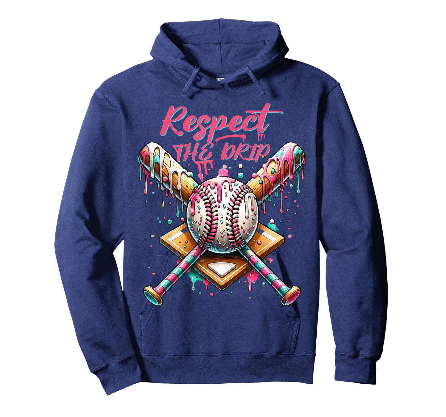Respect The Drip Baseball Home Plate Ice Cream Dripping T-Shirt