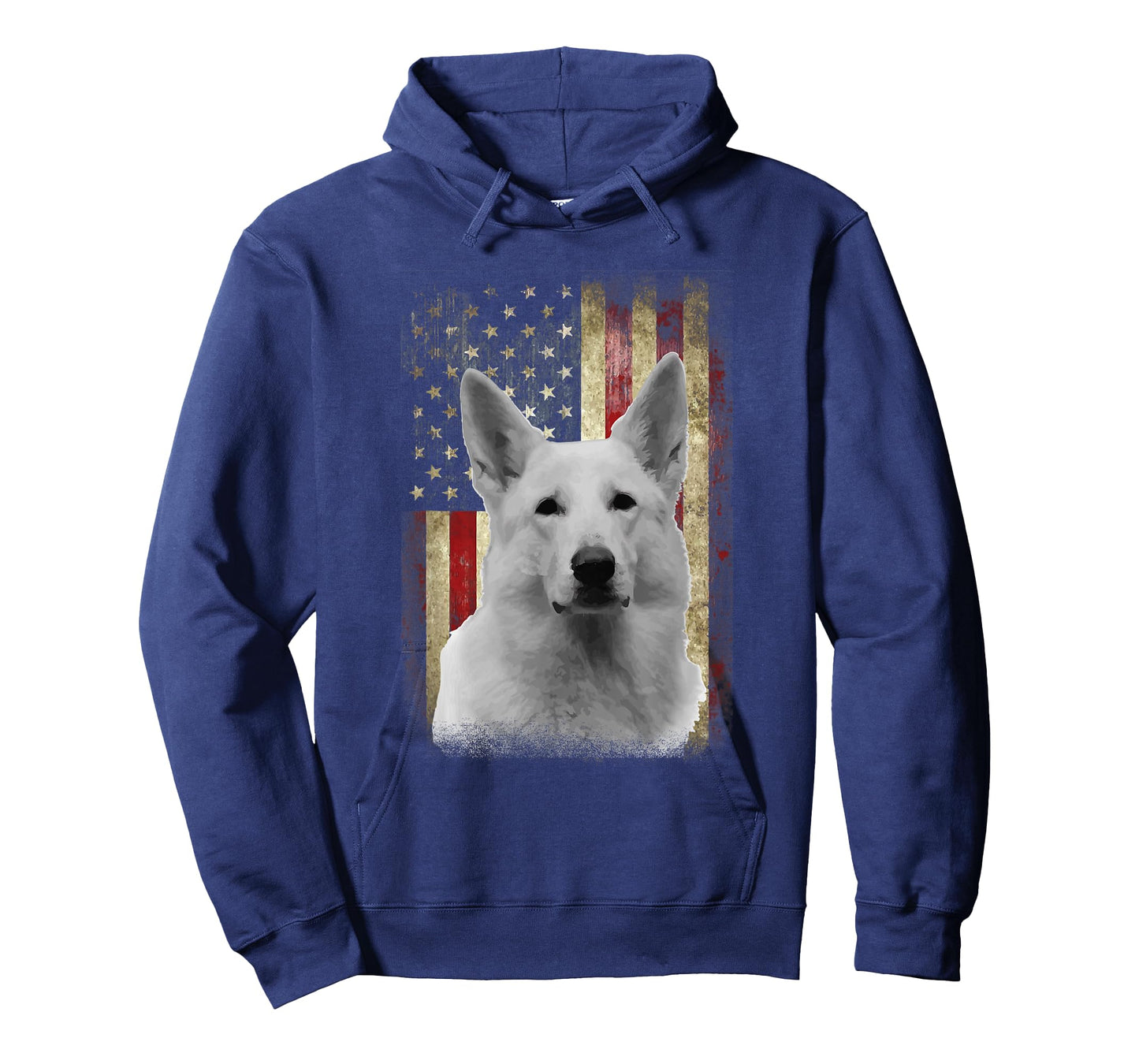 Patriotic White German Shepherd Flag American USA Dog Lover T-Shirt