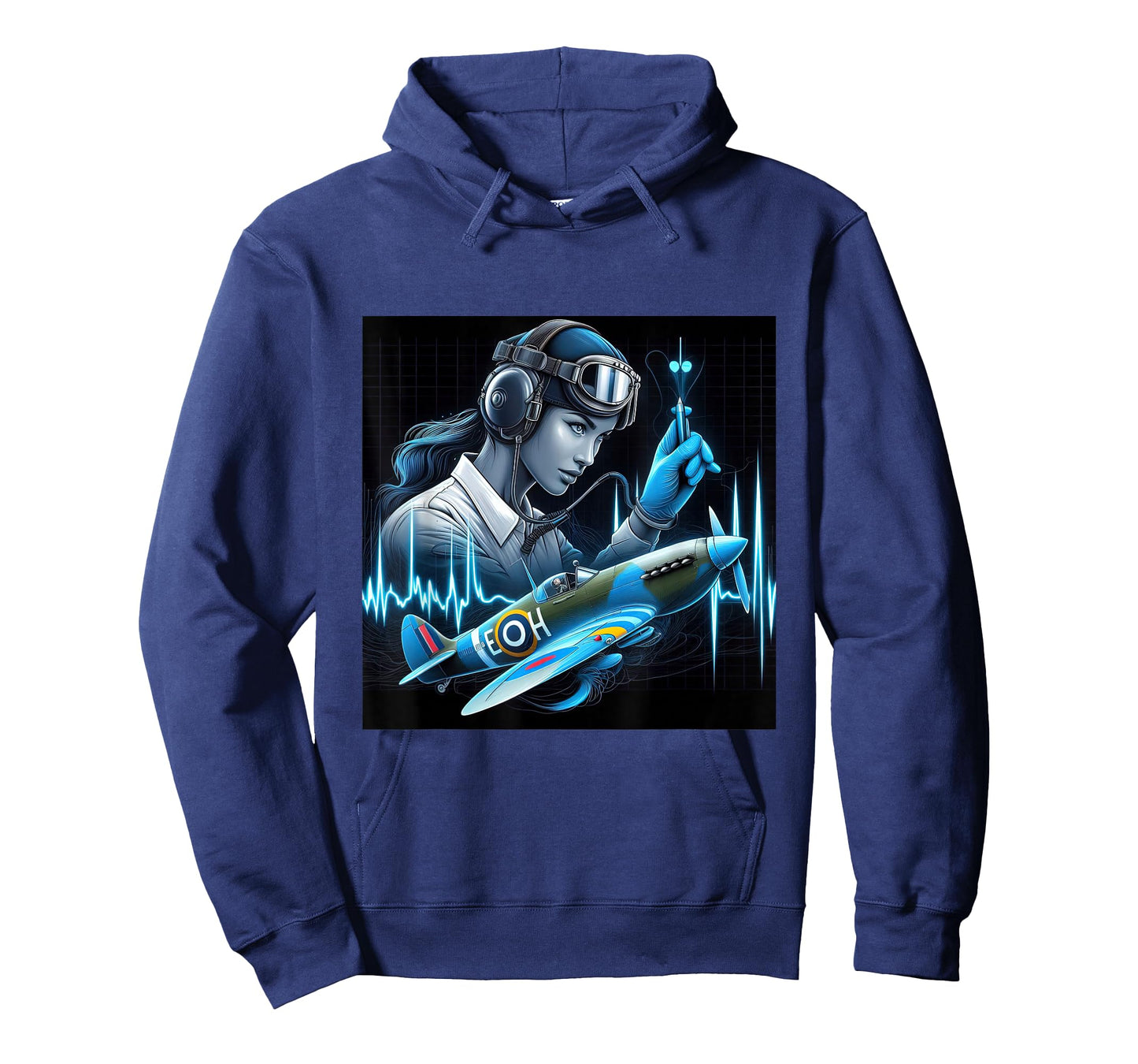 Pilot Heartbeat Flying Airplane WW2 Spitfire Aircraft T-Shirt