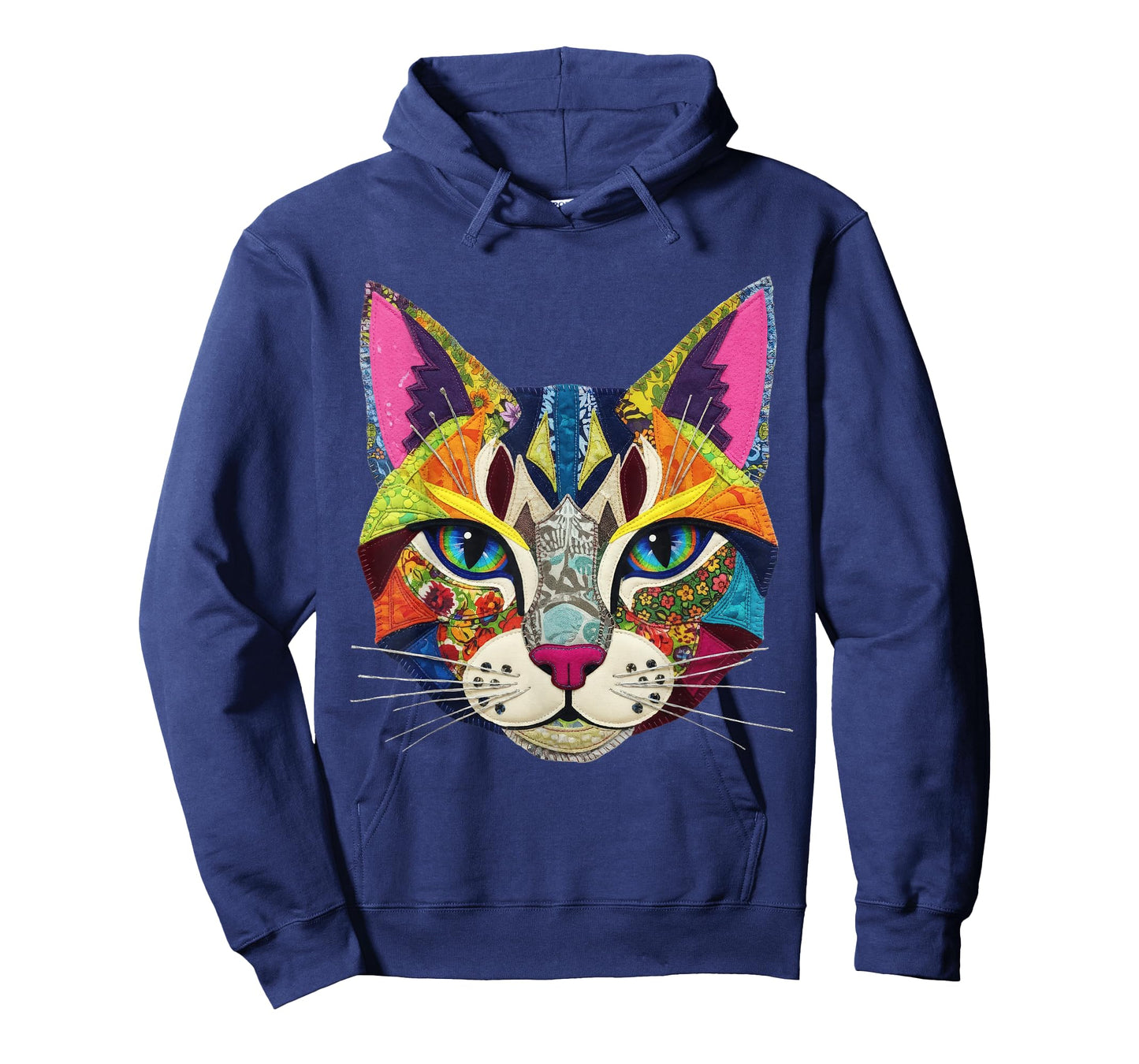 Vibrant Colorful Fake Patch Style Cat Art Lover T-Shirt