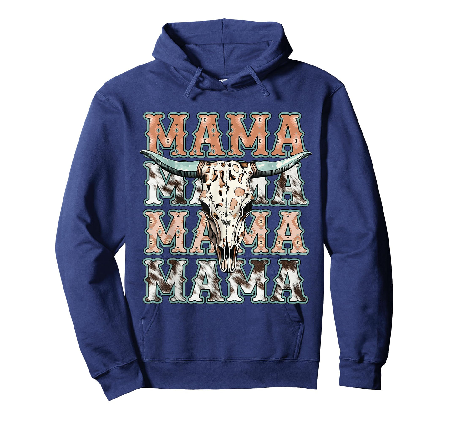 Mama Western Retro Groovy Cow Skull Country Rodeo Mother Day T-Shirt
