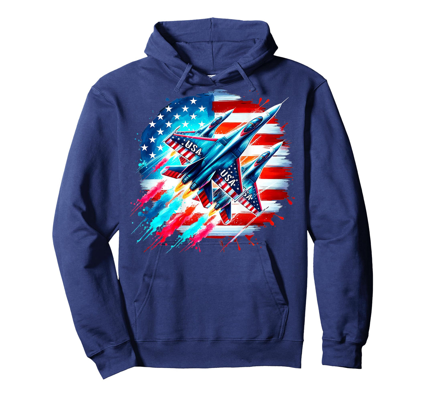 On Back Patriotic USA Jets American Flag America 4th of July T-Shirt