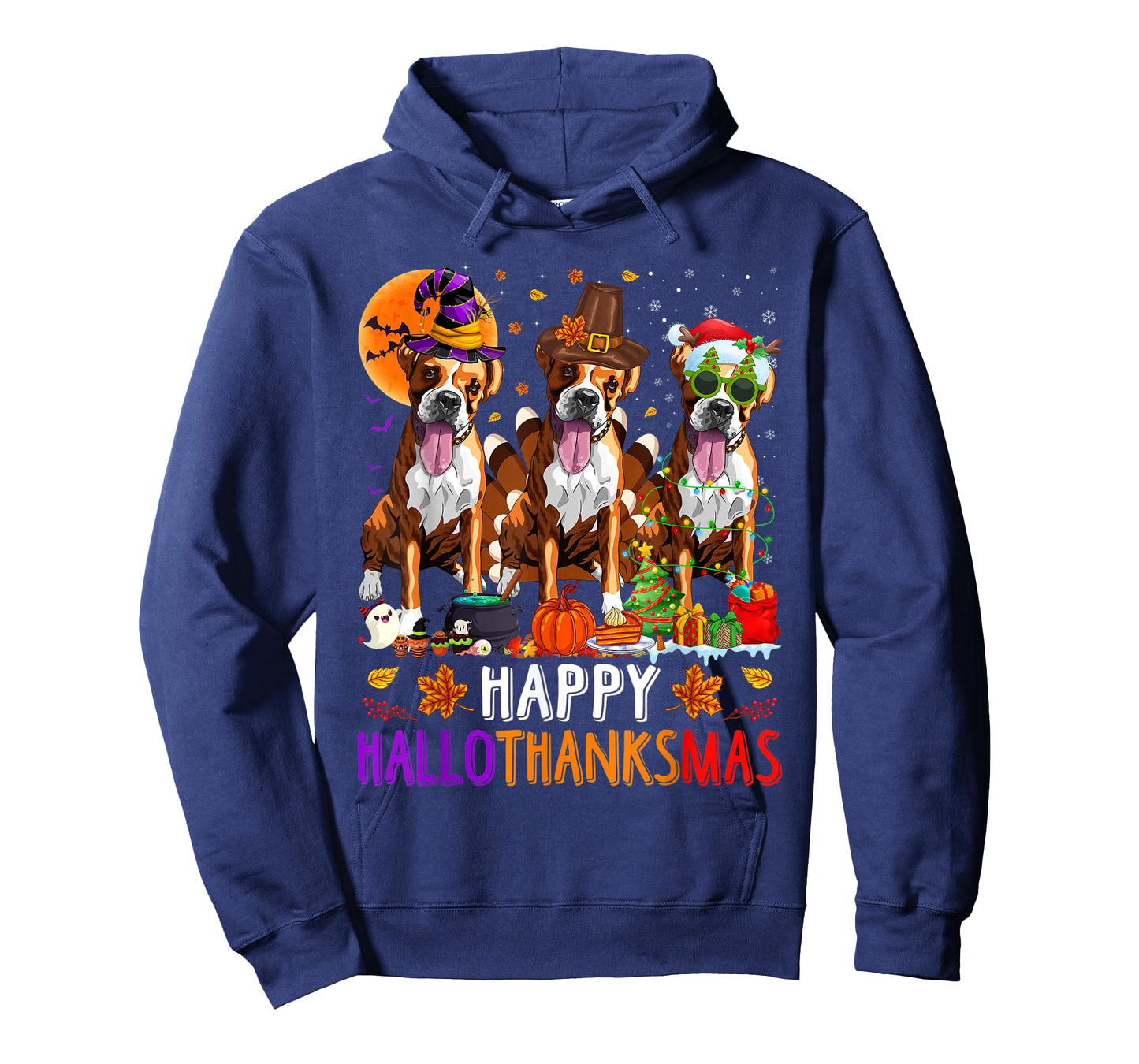 Happy Hallothanksmas Boxer Dog Halloween Christmas T-Shirt