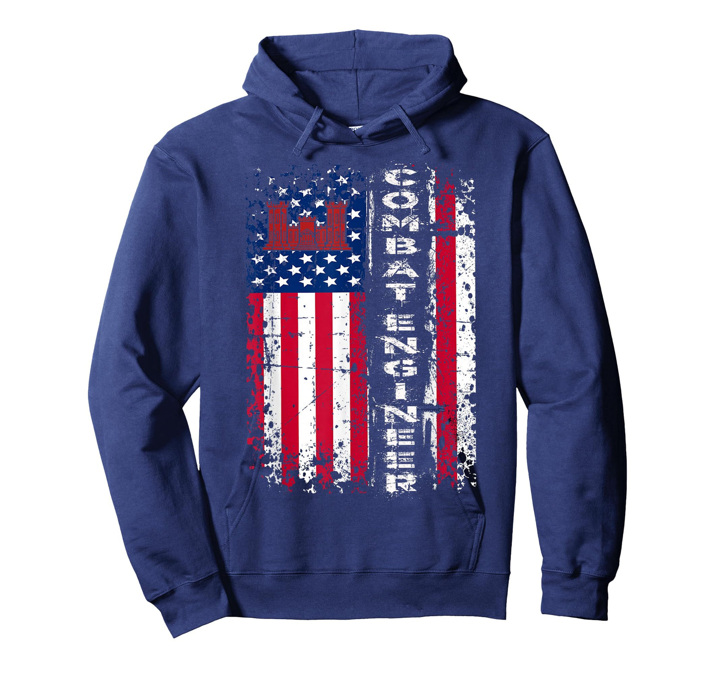 Combat Engineer Distressed American Flag - U.S. Military T-Shirt