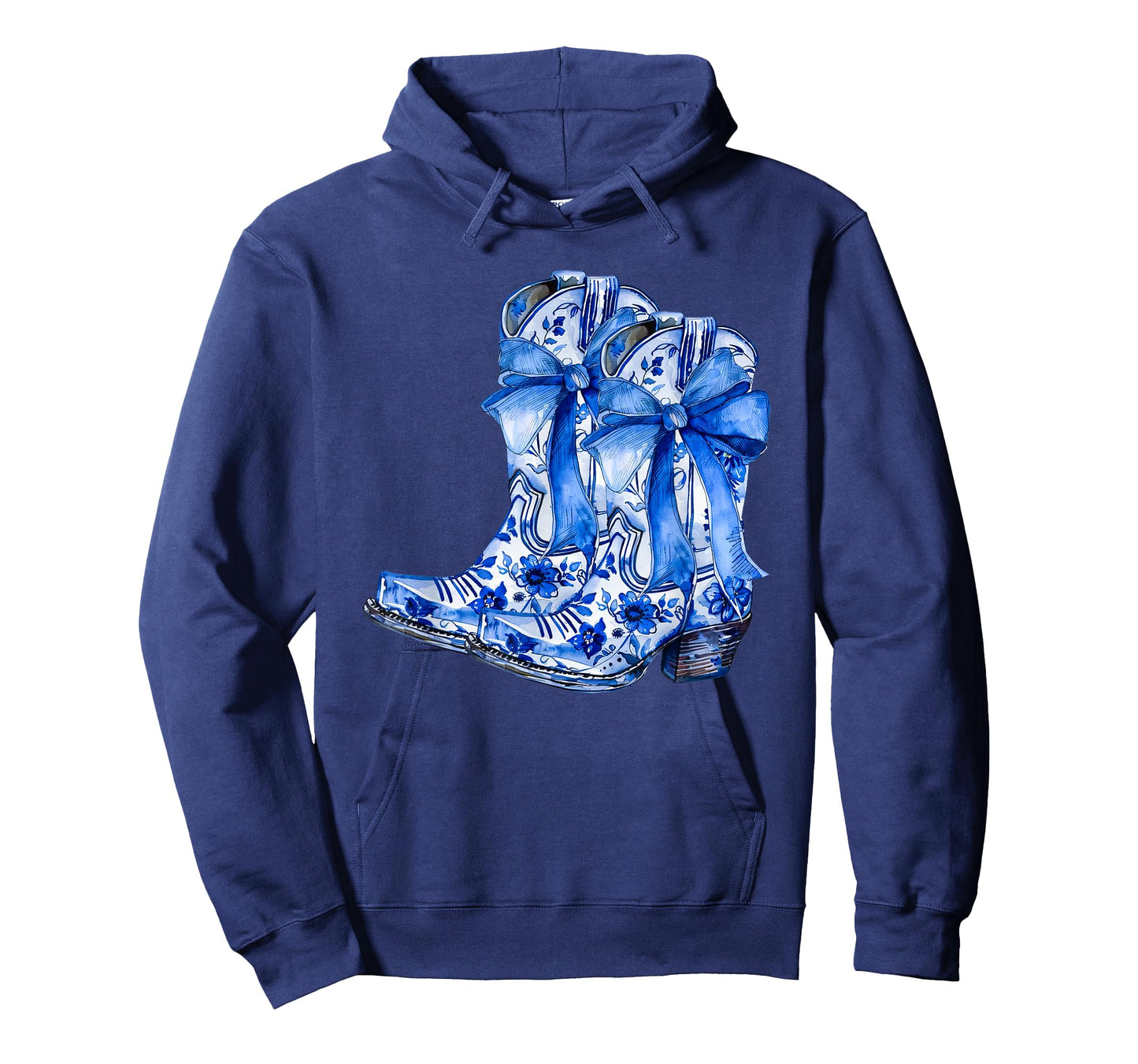 Boots Bow Coquette Coastal Cowgirl Blue Chinoiserie Floral T-Shirt