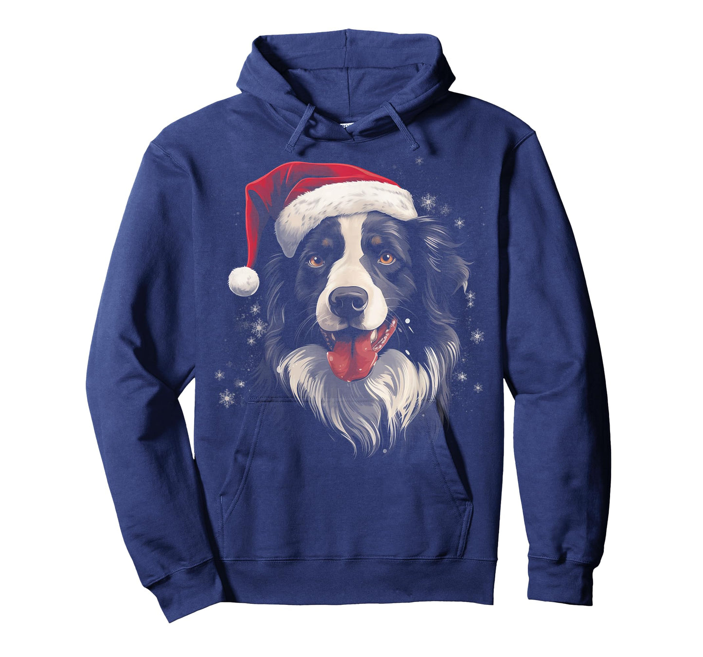 Border Collie Dog Funny Christmas Santa Hat Tree Matching T-Shirt