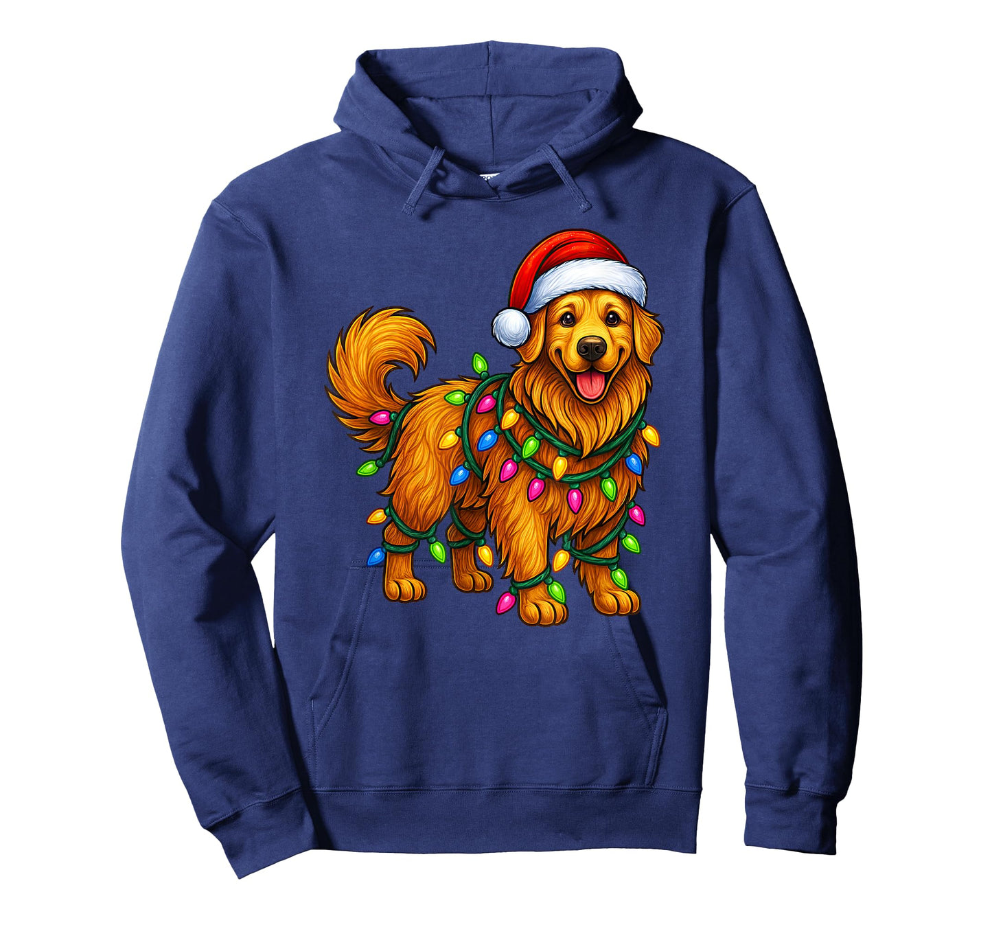 Golden Retriever Christmas Lights Santa Hat Funny Dog Xmas T-Shirt
