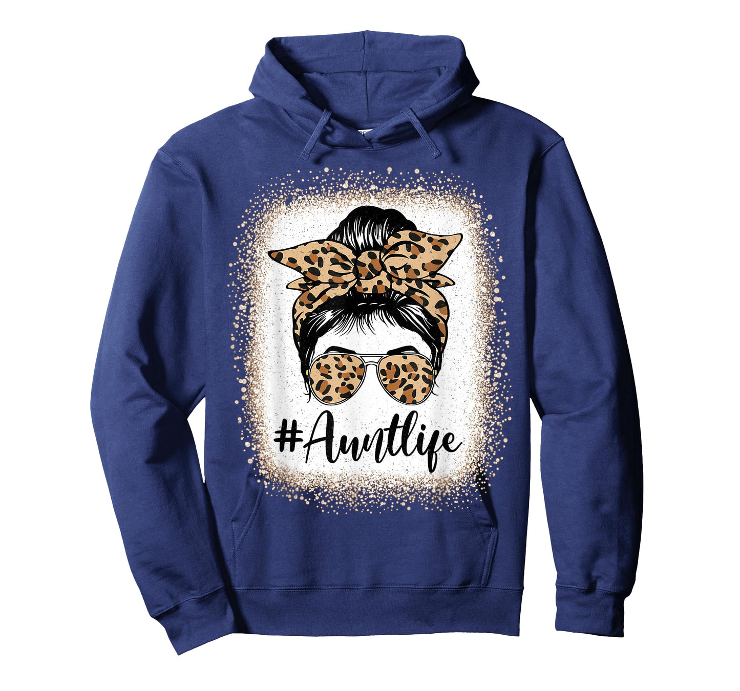 Aunt Life Bleached Leopard Messy Bun Auties Girl Mothers day T-Shirt