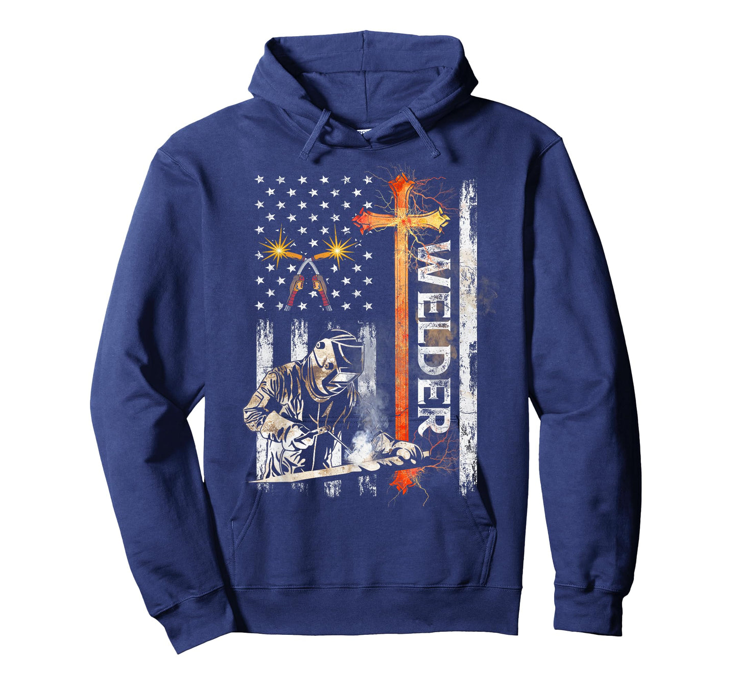 Welder American Flag Welding Faith Cross Christian T-Shirt