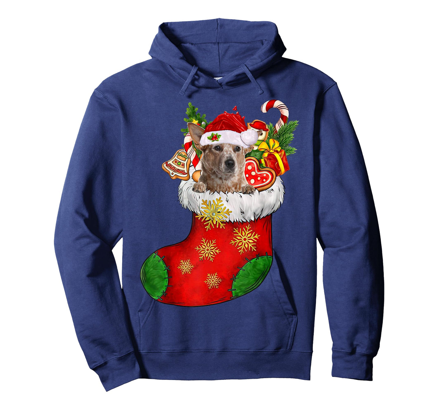 RED Heeler In Sock Christmas Santa Hat Xmas Dog Lover T-Shirt for Men Women