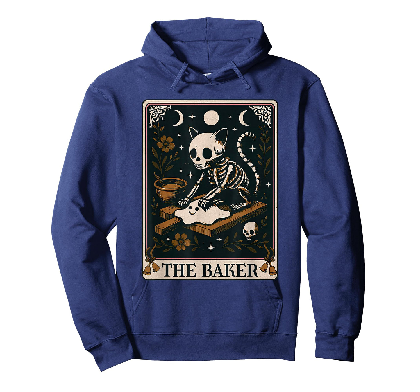 Skeleton Cat Kneading Biscuits Tarot Card Halloween Baker T-Shirt