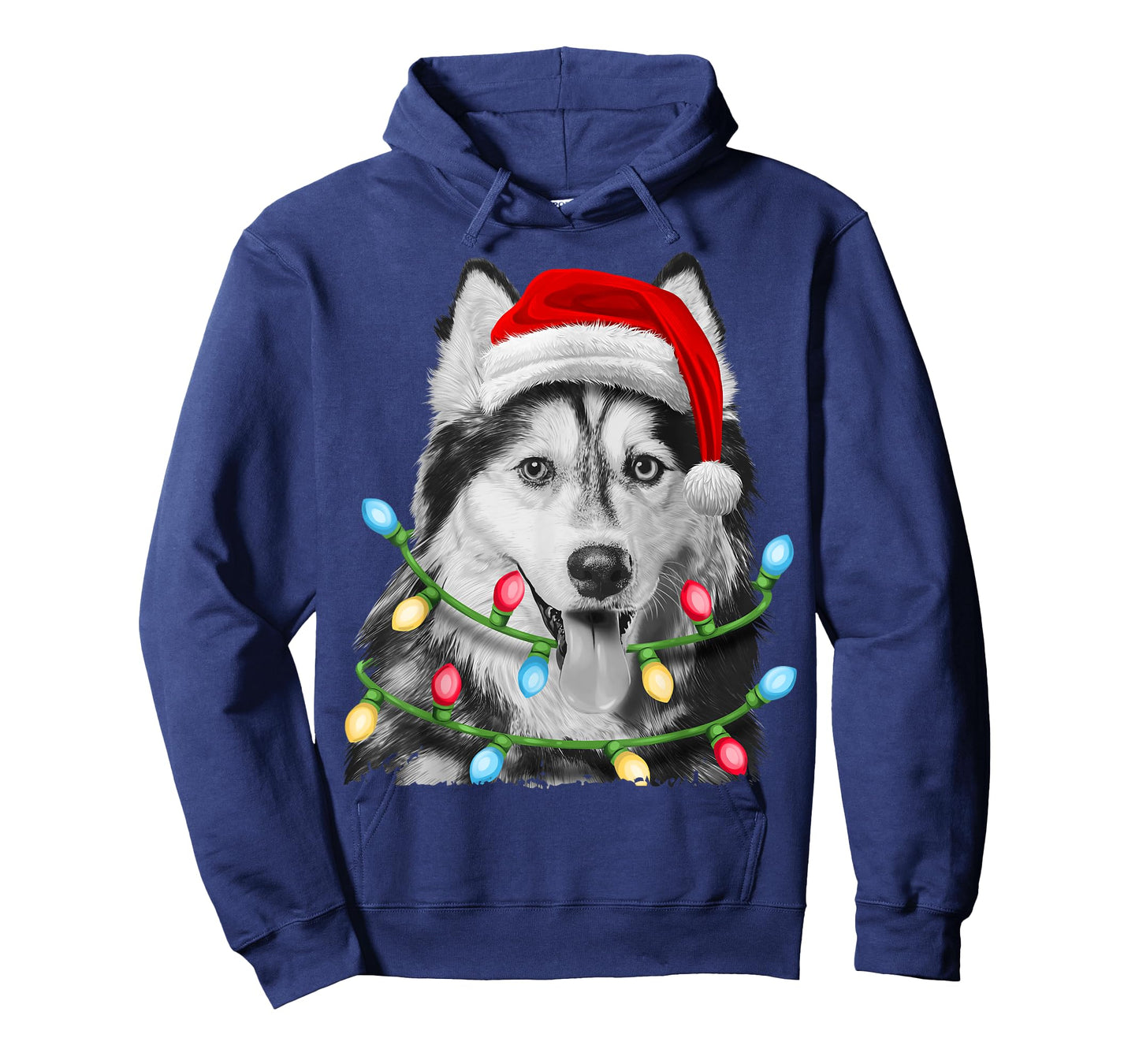 Siberian Husky Santa Christmas Tree Lights Xmas Boys Dog T-Shirt