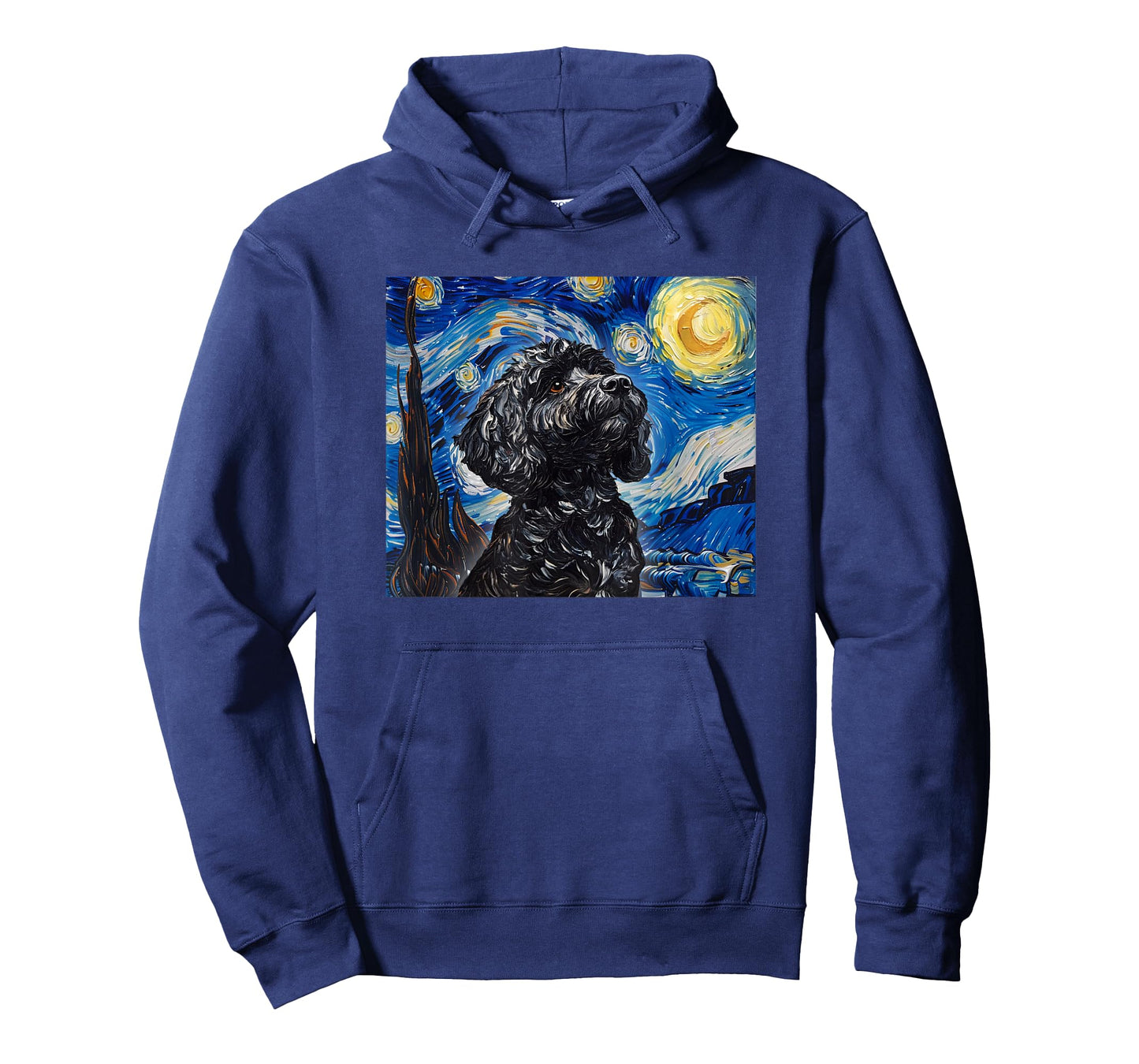 Cute Illustration Painting Starry Night Black Cockapoo Lover T-Shirt