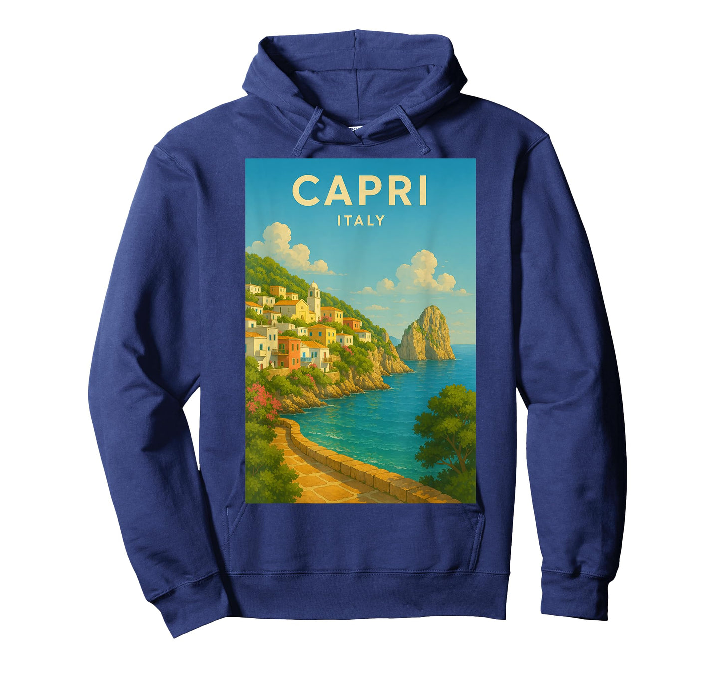 Capri Italy Vintage Travel Art Print Coastal Paradise Scene T-Shirt