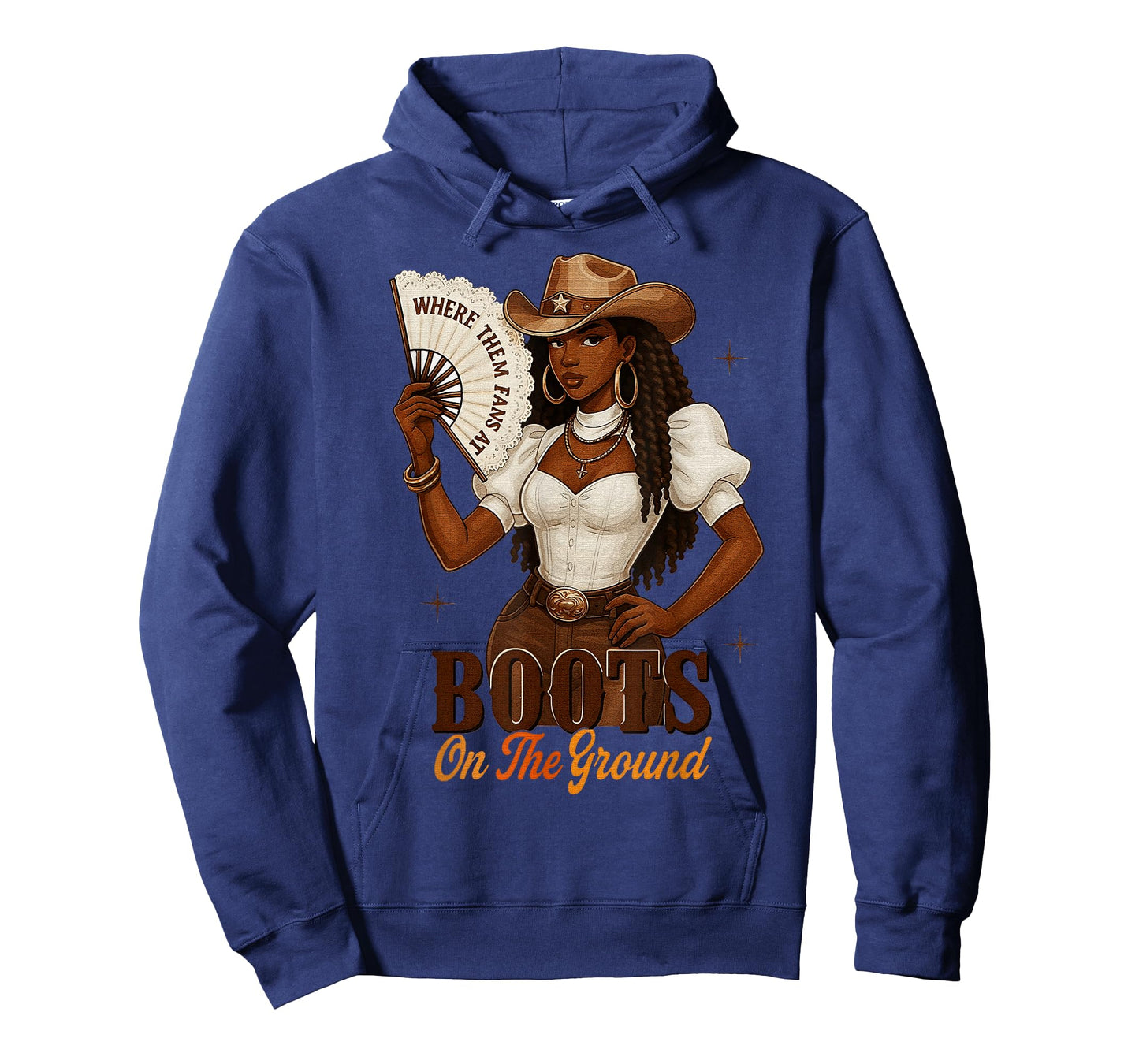 Where Them Fans at Boots On Da Ground Melanin Black Cowgirl T-Shirt