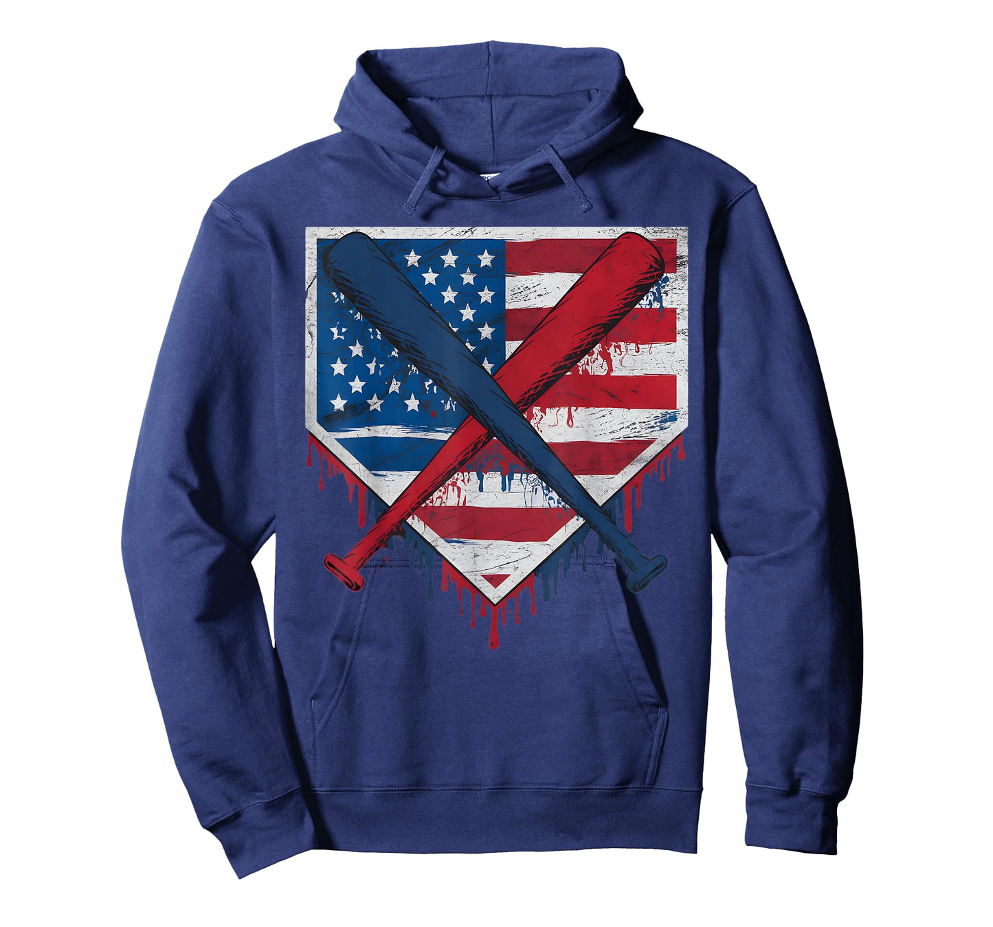 Baseball Home Plate Drip Baseball Ice Cream Flag US Matching T-Shirt
