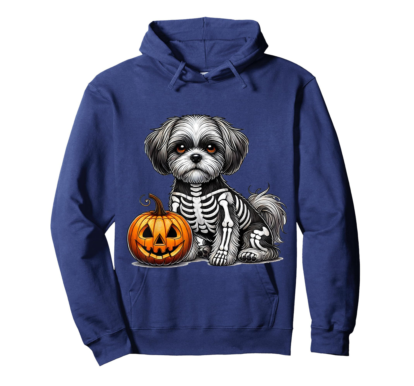 Shih Tzu Skeleton Jack O Lantern Funny Dog Halloween T-Shirt