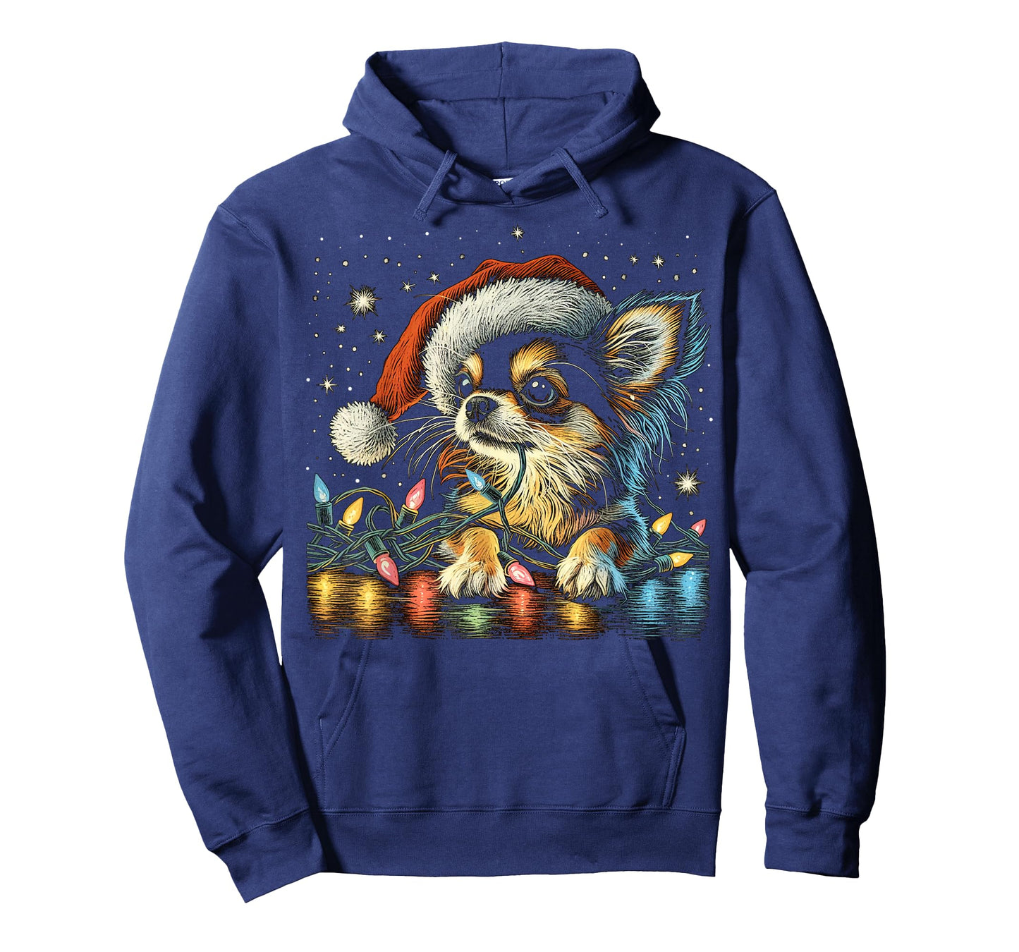 Long haired Chihuahua Chew Christmas Light Cord Xmas Funny T-Shirt