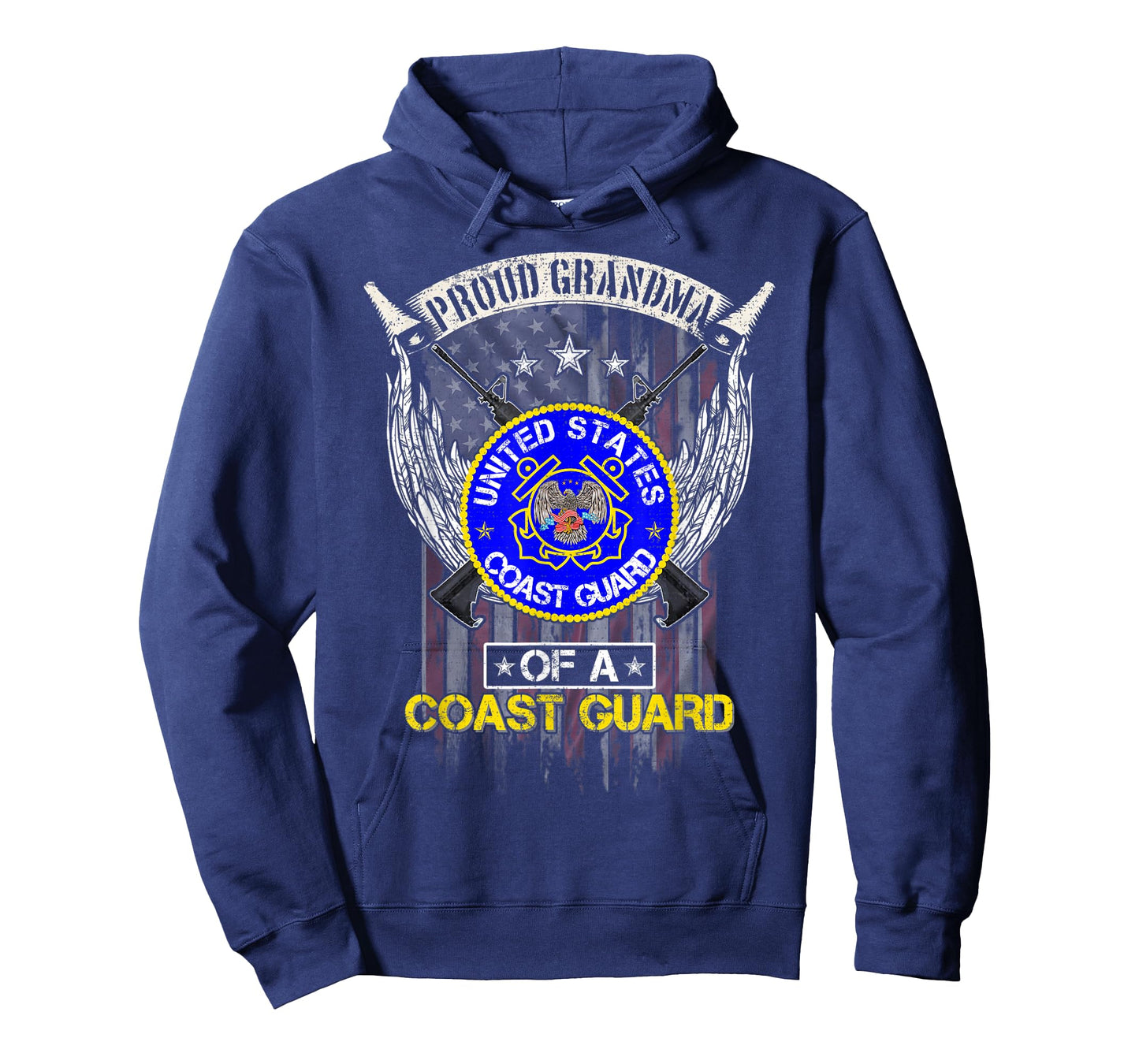 Vintage USA American Flag Proud Grandma Of A US Coast Guard T-Shirt