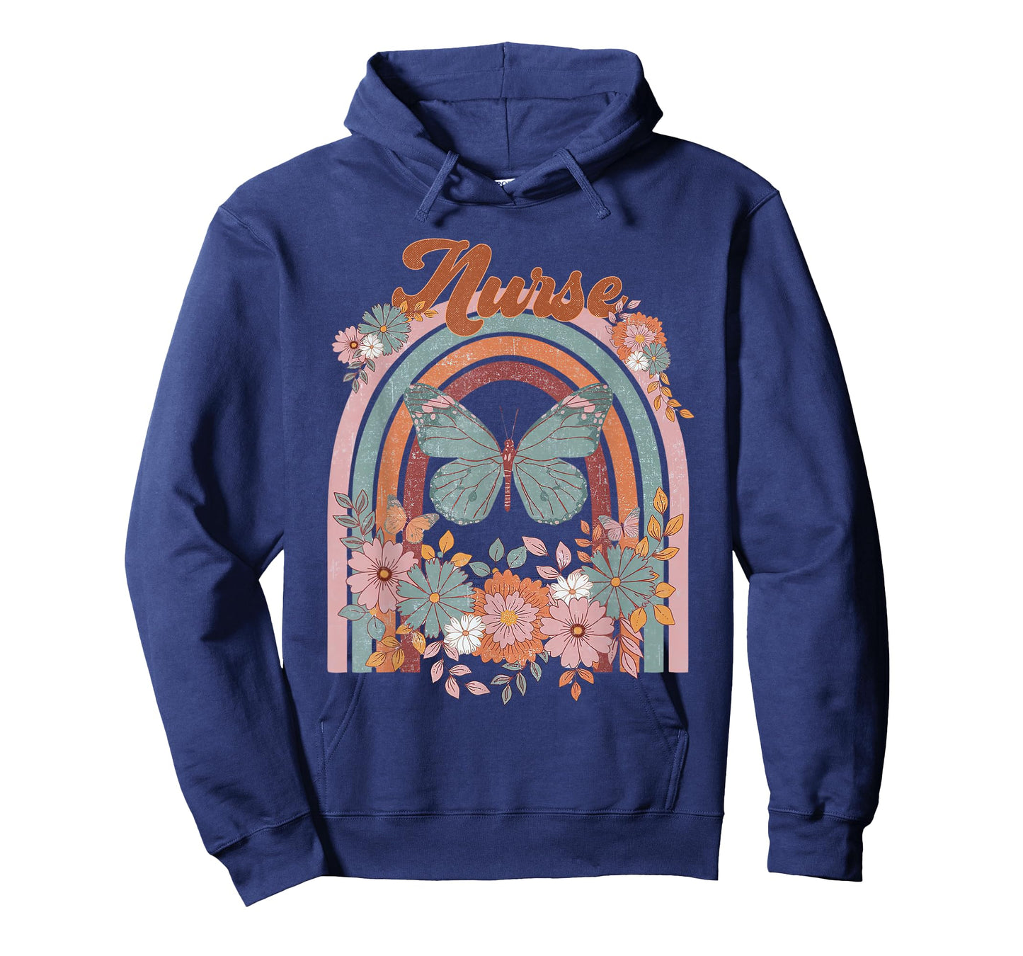 Nurse Vintage Floral Boho Hippie Rainbow Butterfly Men Women T-Shirt