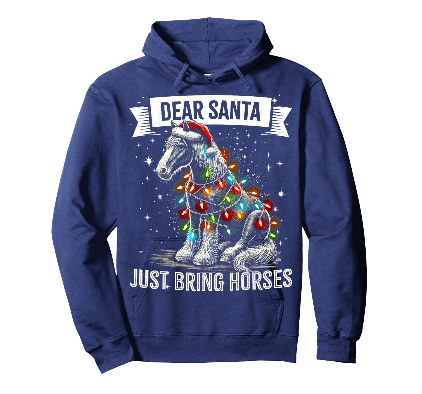 Dear Santa Just Bring Horses Horse Christmas Lights Pajama T-Shirt